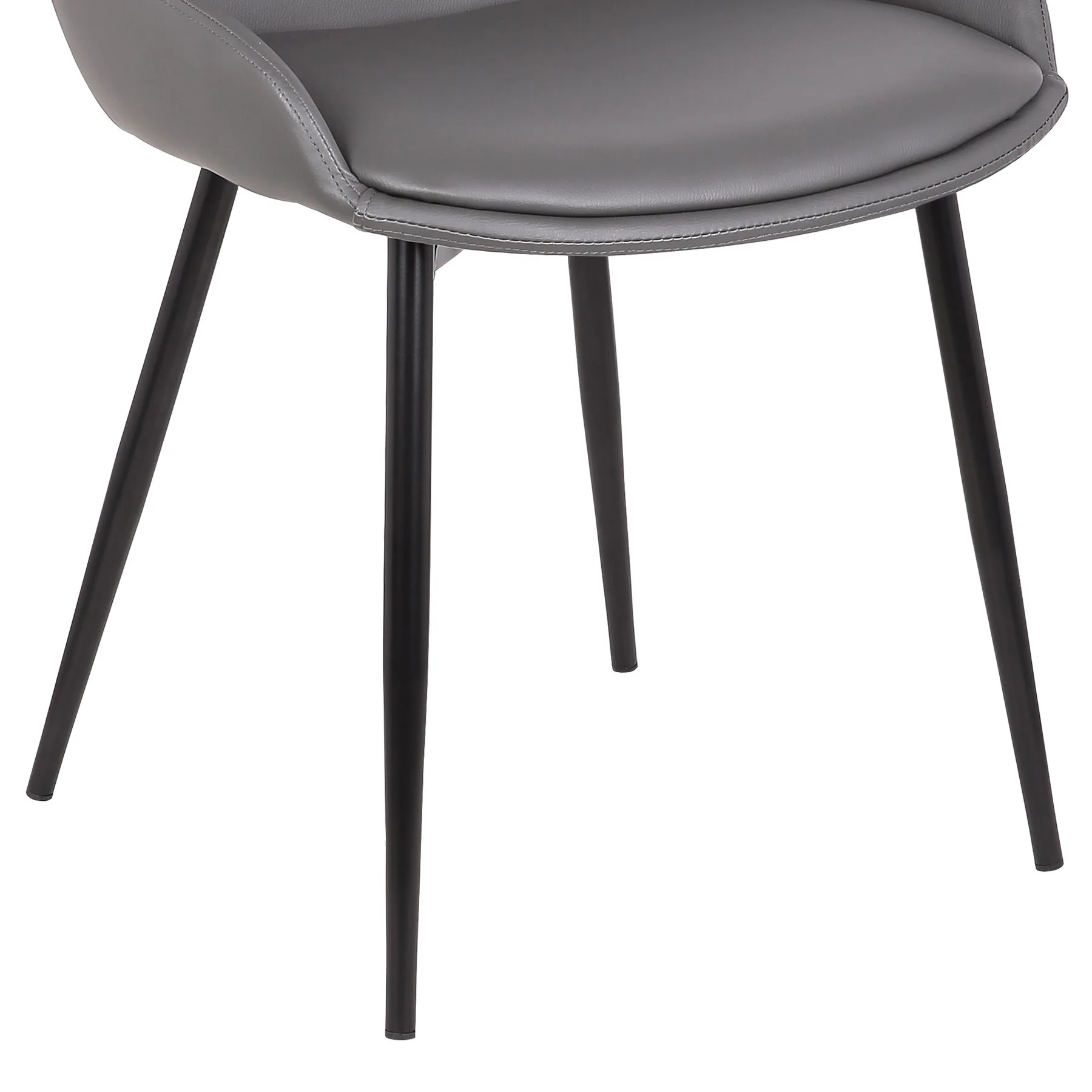 Mia Contemporary Dining Chair in Gray Faux Leather with Black Powder Coated Metal Legs - Image 6