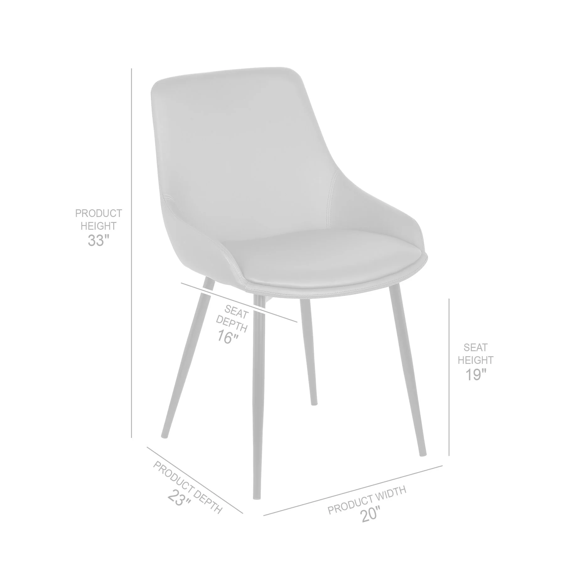 Mia Contemporary Dining Chair in Gray Faux Leather with Black Powder Coated Metal Legs - Image 7