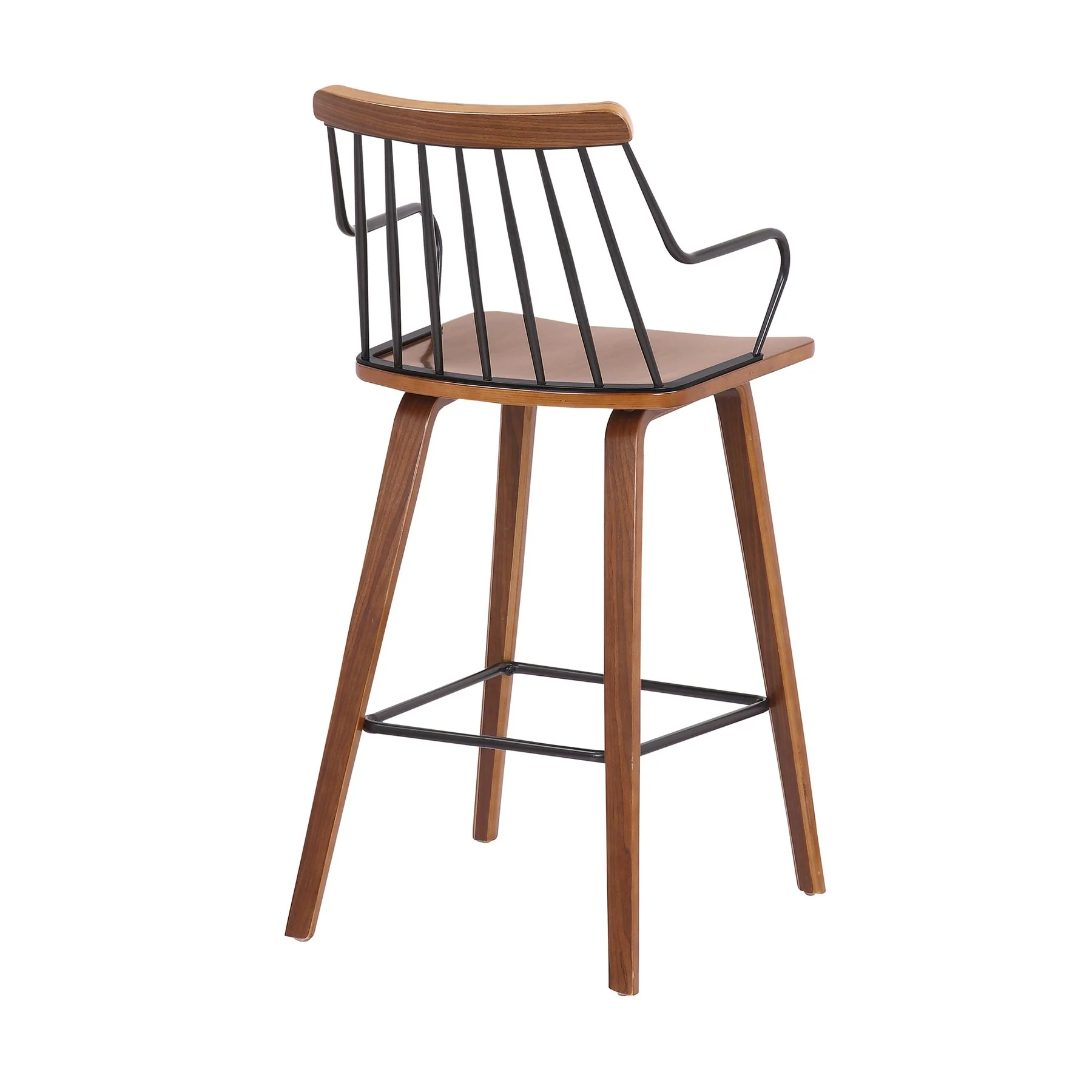 Micah Walnut and Metal Modern 26" Counter Height Bar Stool - Image 4