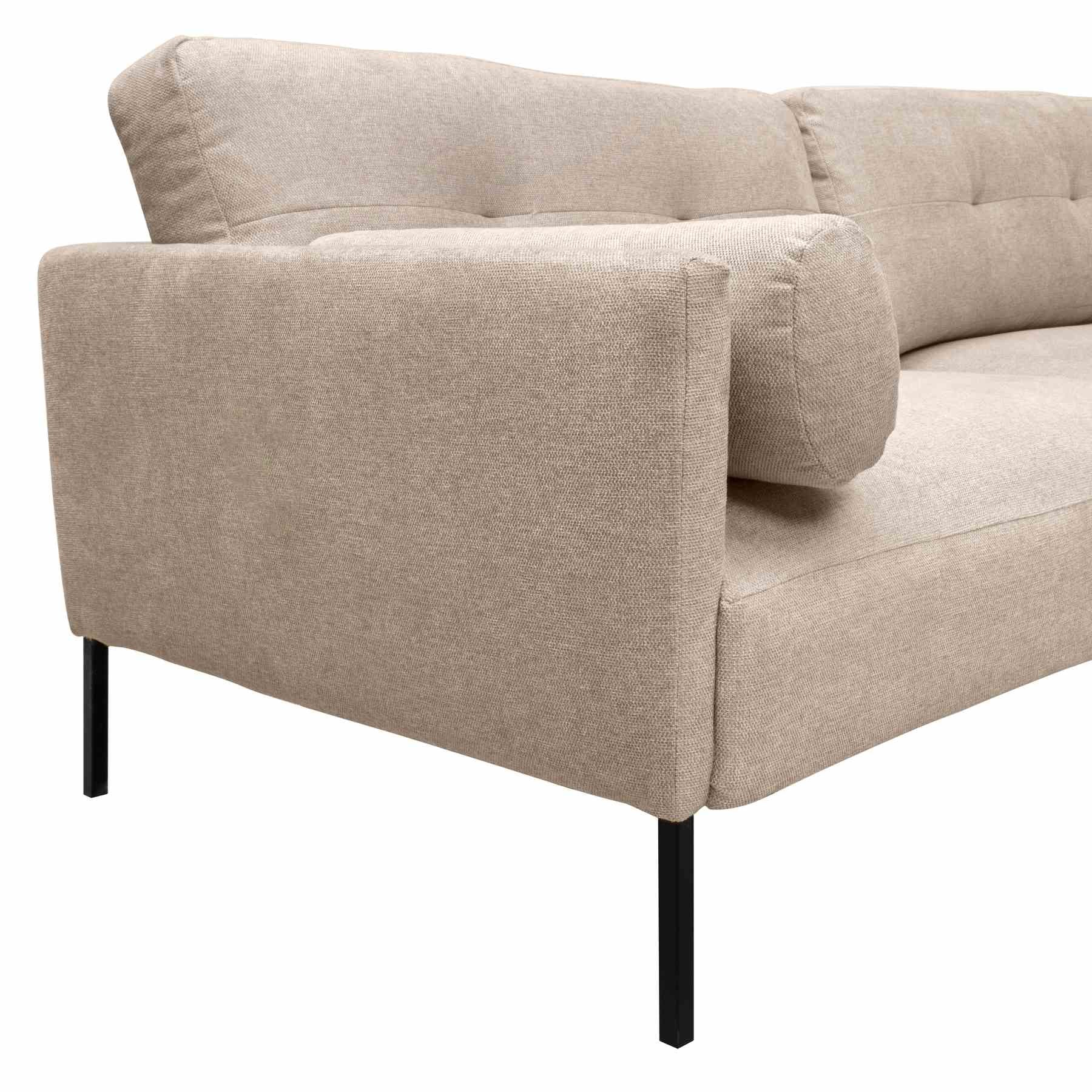 Michalina 84" Beige Fabric Sofa with Black Metal Legs - Image 6