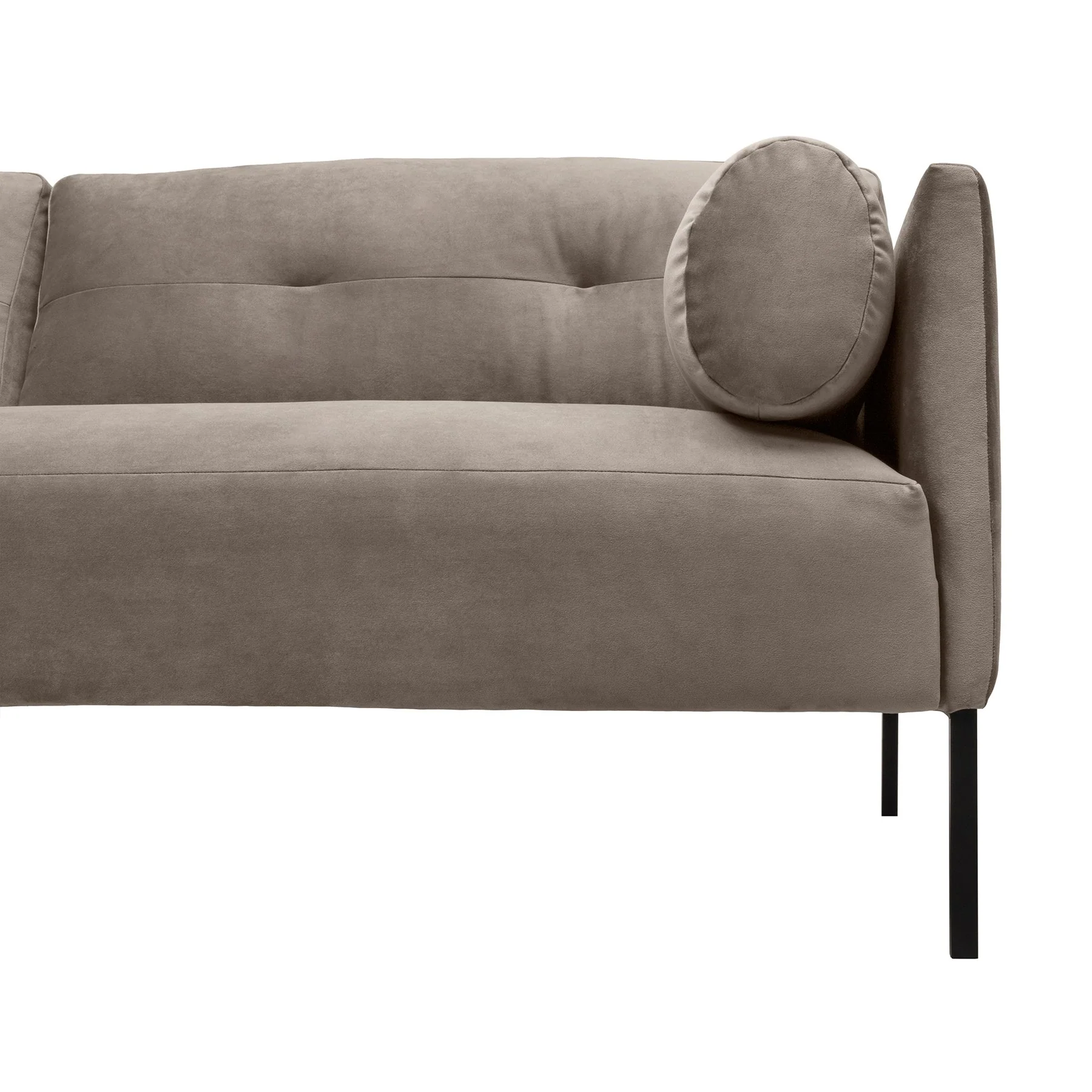 Michalina 84" Fossil Gray Velvet Sofa with Black Metal Legs - Image 5