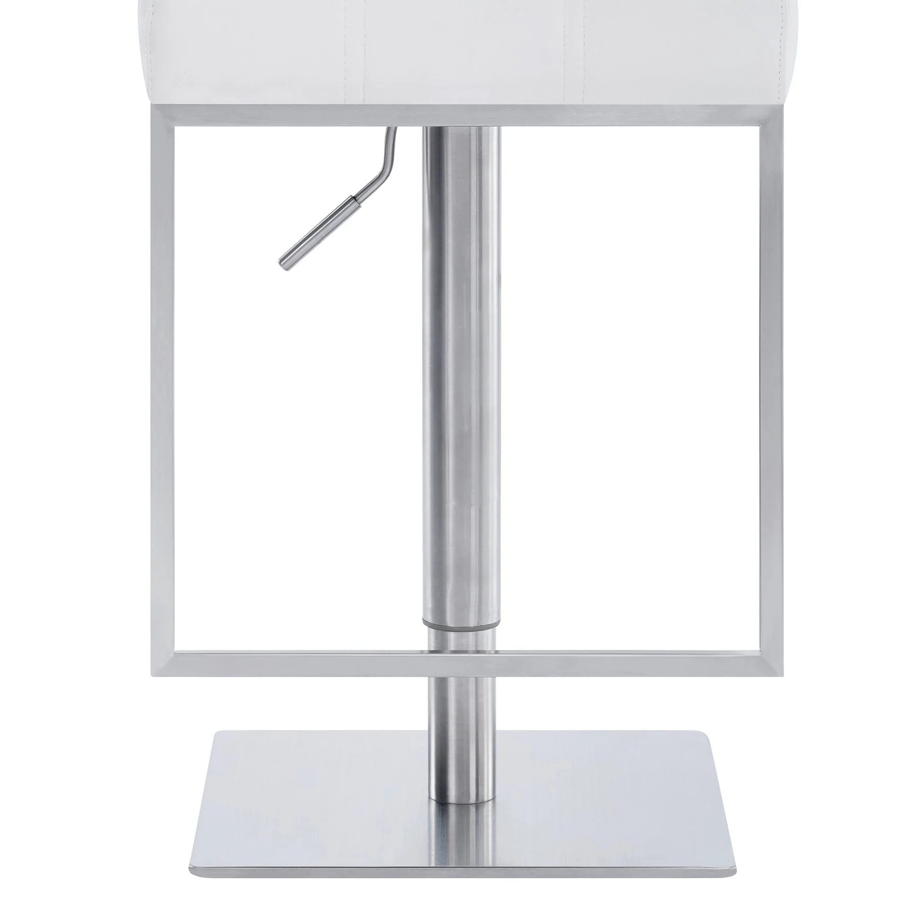 Michele Swivel Adjustable Height Off-White Faux Leather and Brushed Stainless Steel Bar Stool - Image 6
