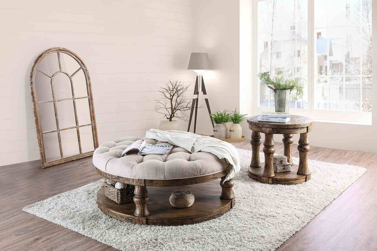 Mika Coffee Table w/ Cushion Top, Antique Oak - Image 2