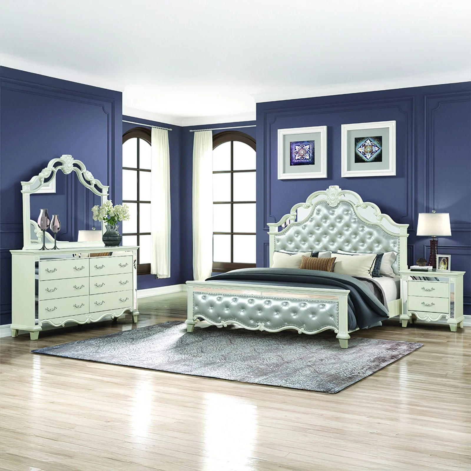 Milan Queen 4 Pc Bedroom Set White - Image 15