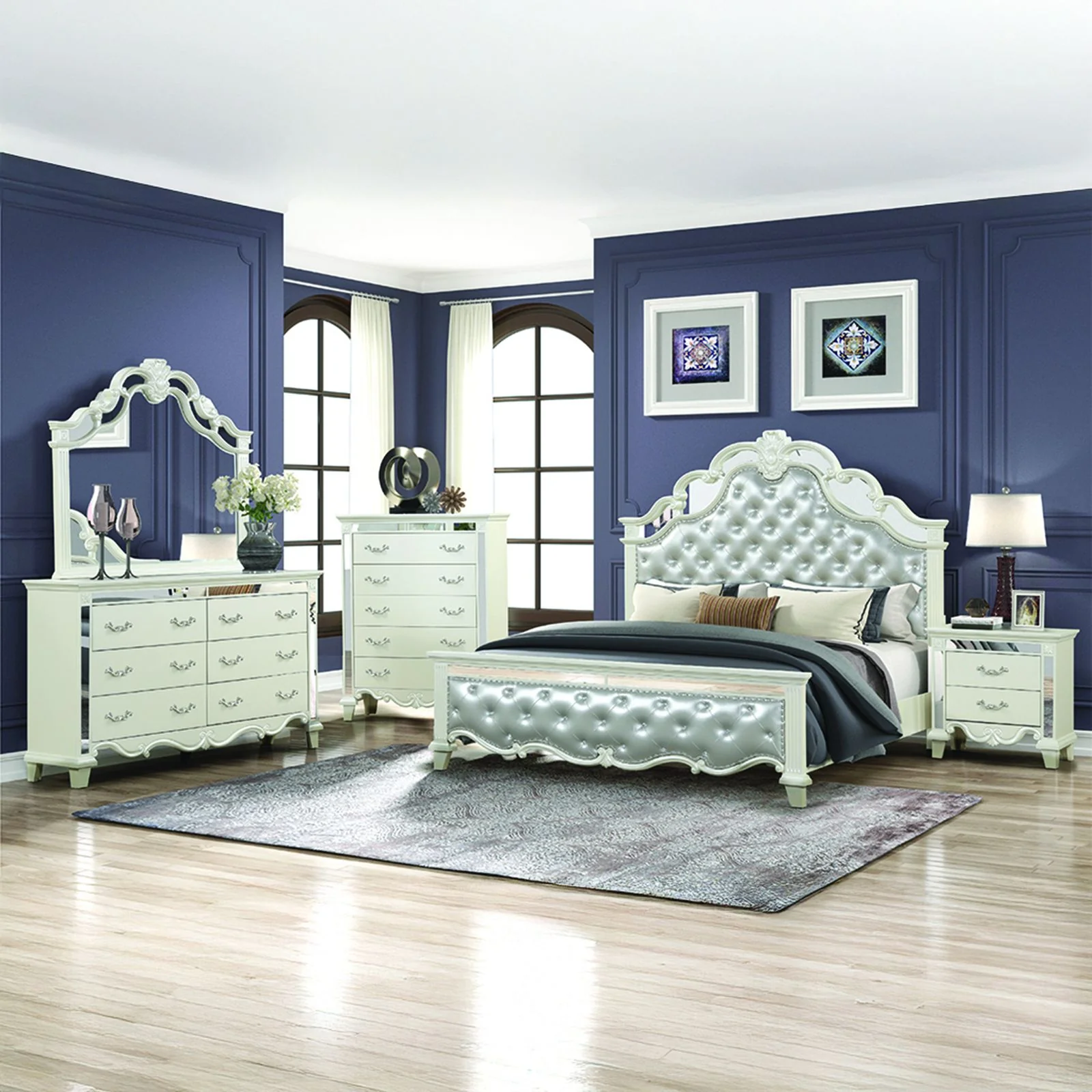 Milan Queen 5 Pc Bedroom Set White - Image 17