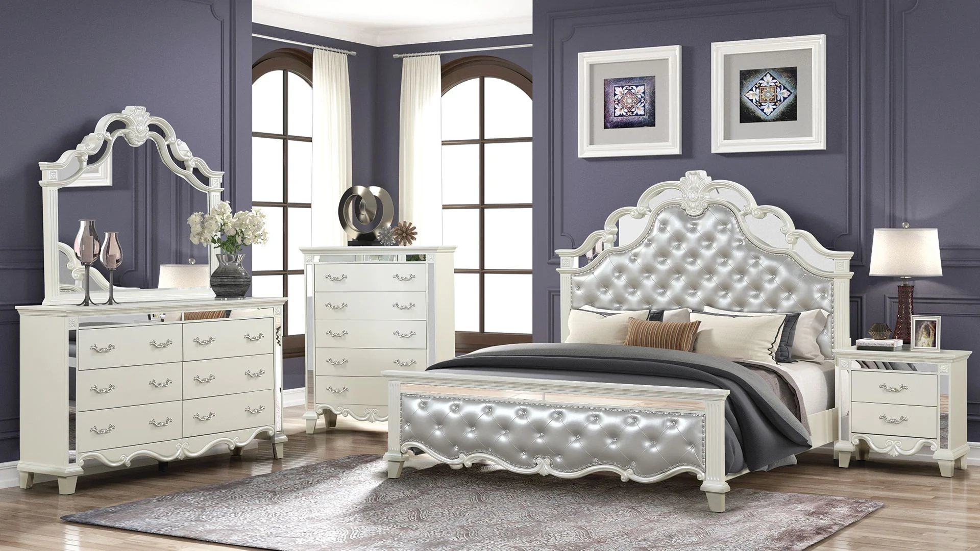 Milan Queen 5 Pc Bedroom Set White - Image 2