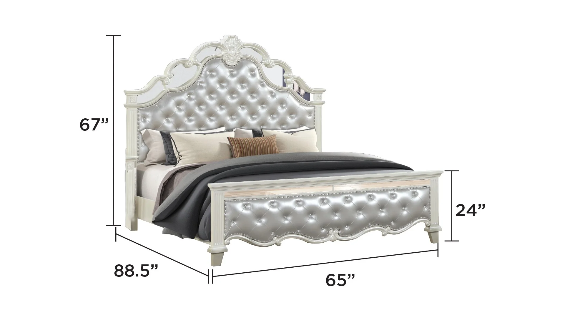Milan Queen Bed Cream - Image 4