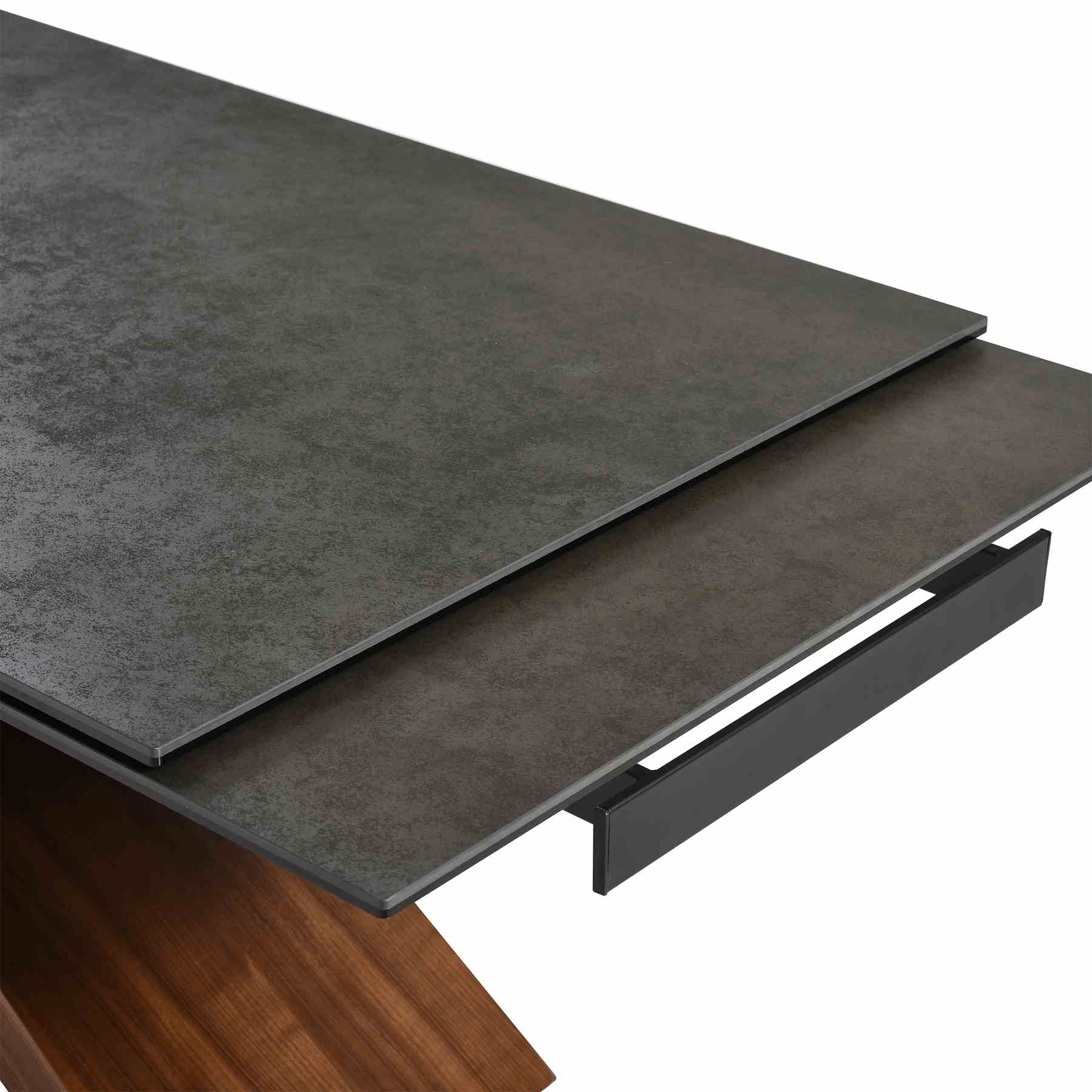 Milena Extendable Dining Table in Stone and Wood - Image 6