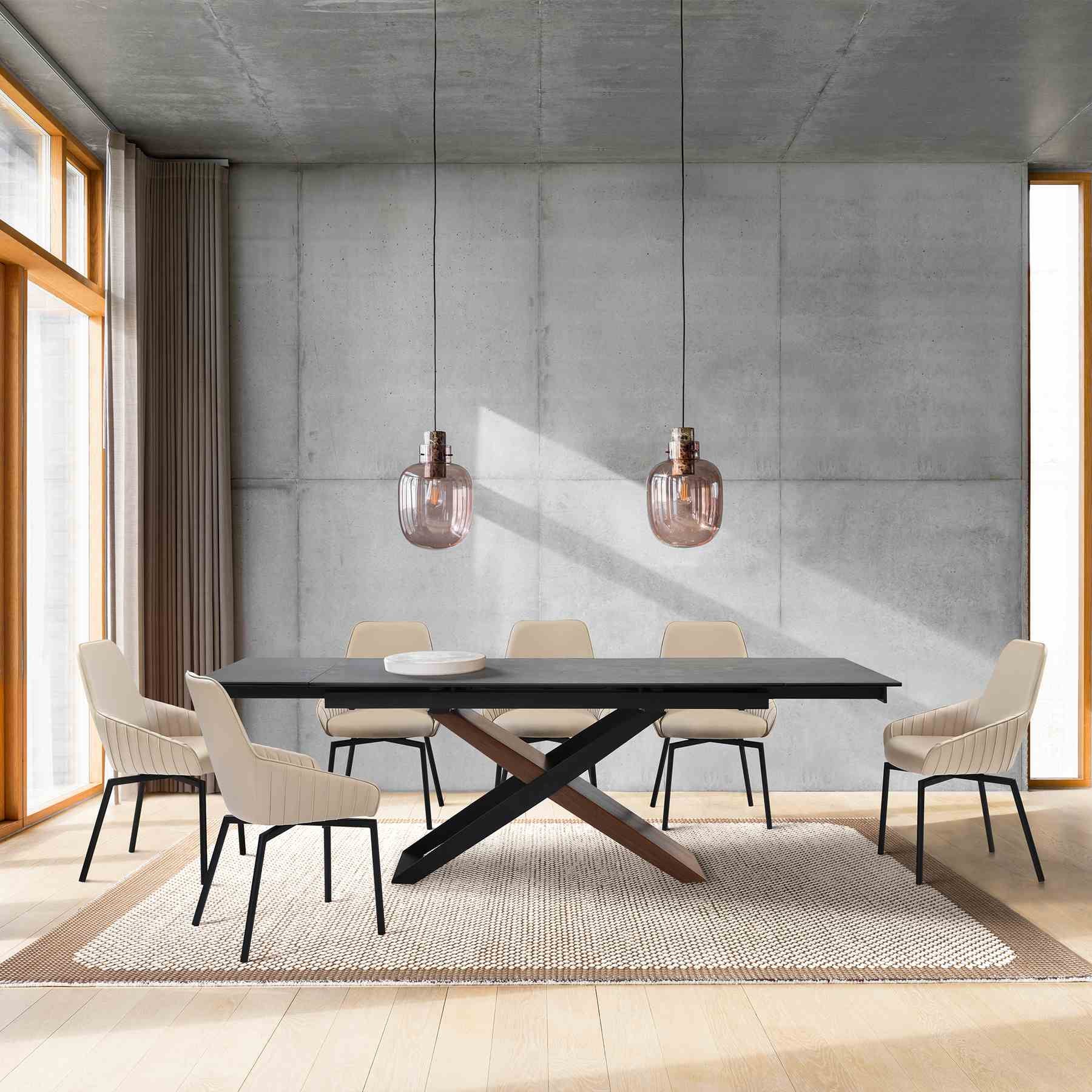 Milena Shilo 7 Piece Extendable Dining Set with Champagne Faux Leather Chairs - Image 11