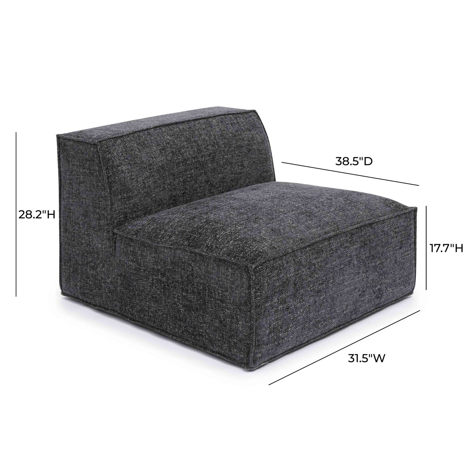 Mindy Charcoal Chenille Basketweave Armless Chair - Image 5