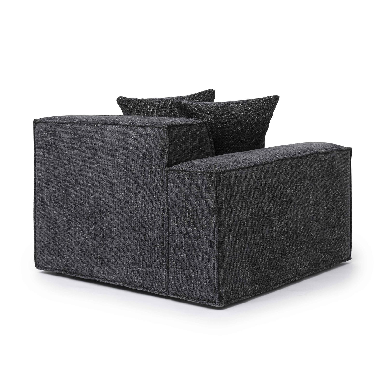 Mindy Charcoal Chenille Basketweave LAF Corner Chair - Image 3