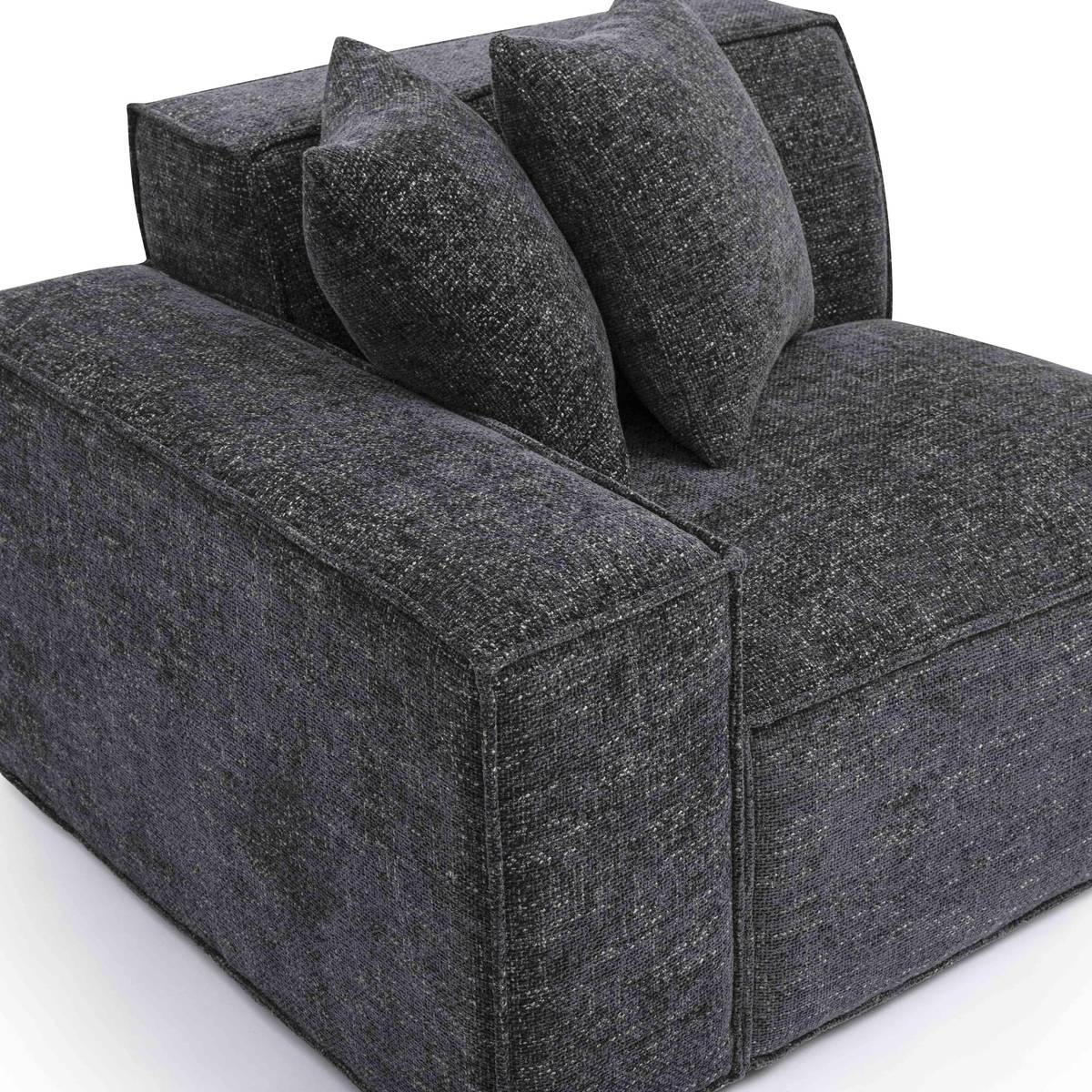 Mindy Charcoal Chenille Basketweave LAF Corner Chair - Image 4