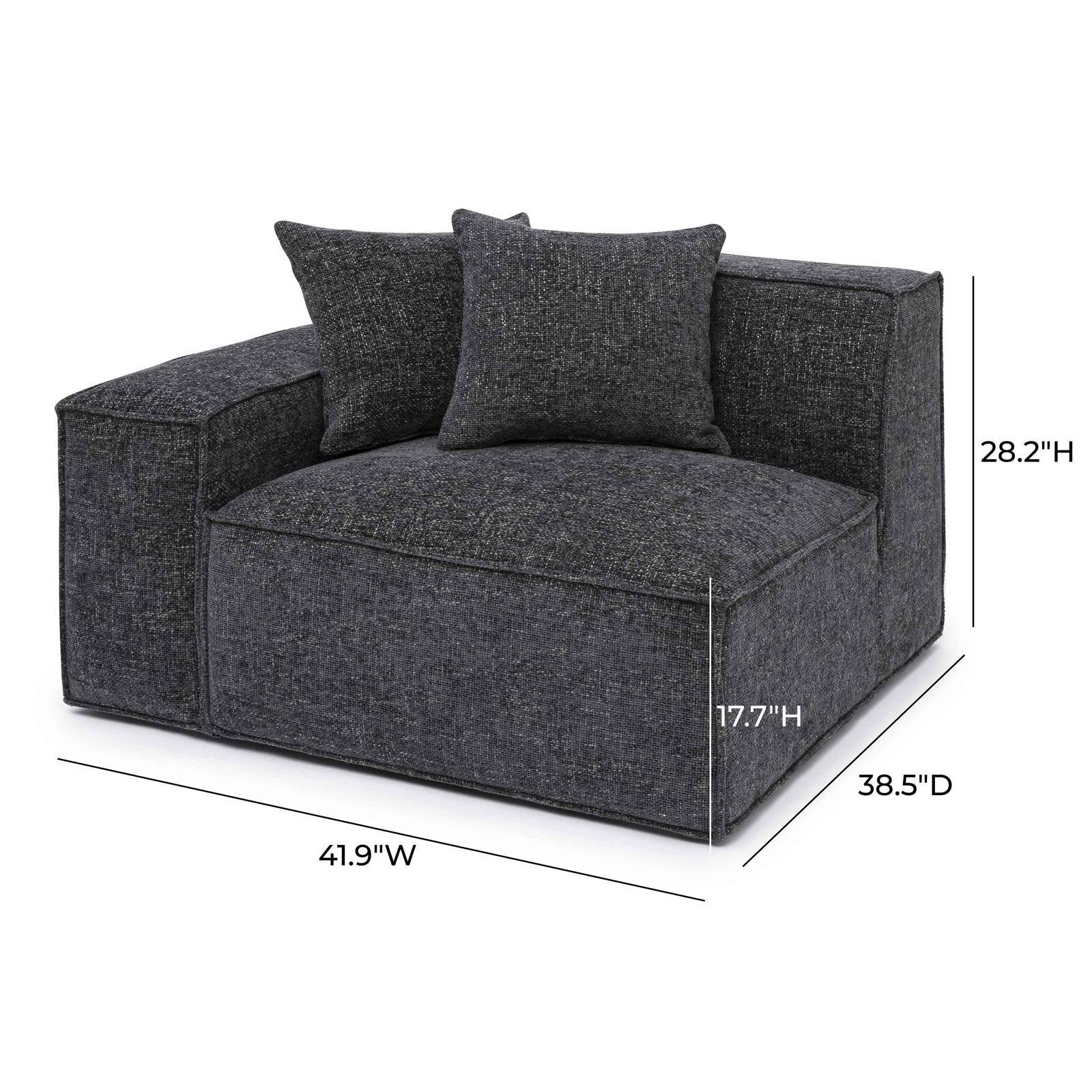Mindy Charcoal Chenille Basketweave LAF Corner Chair - Image 5