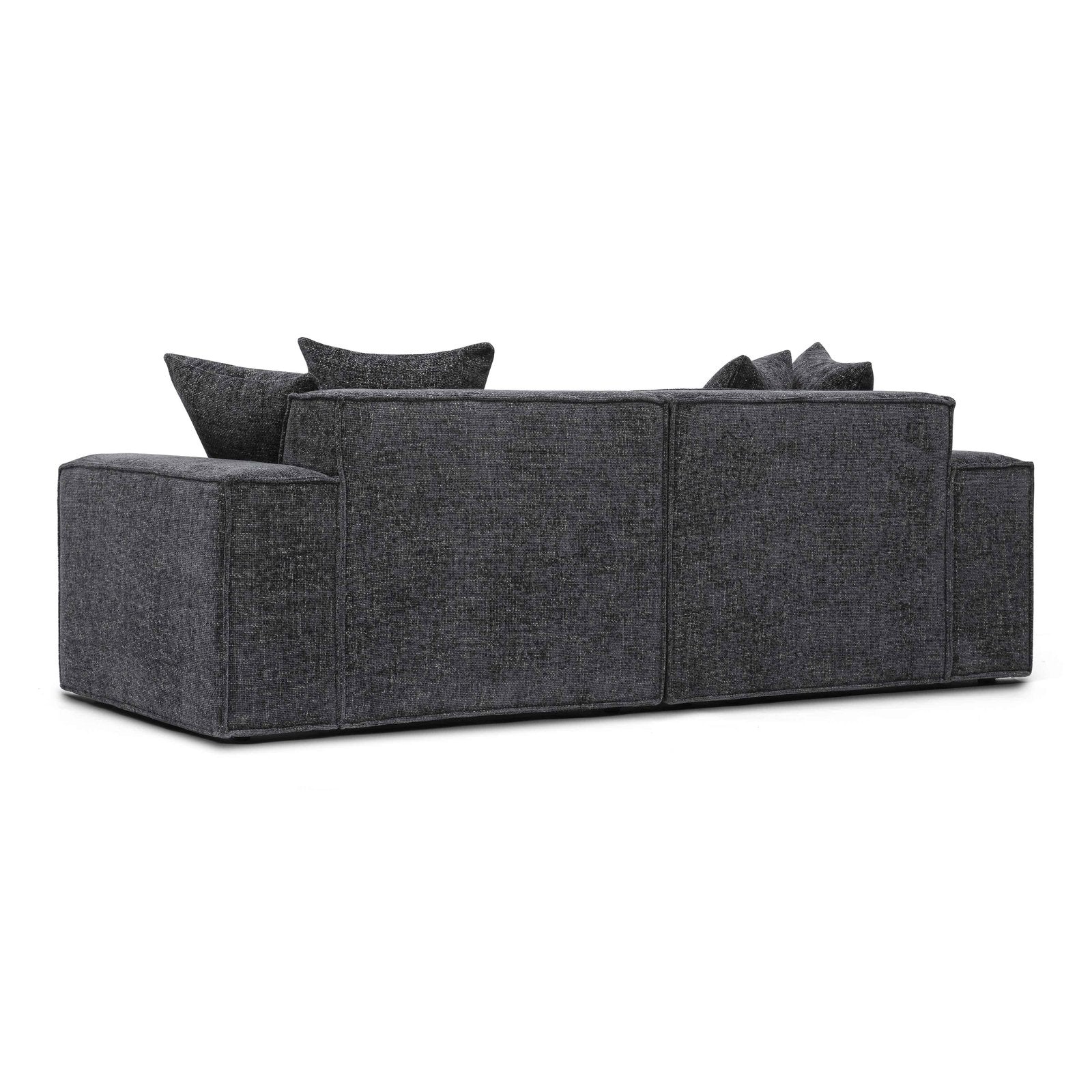 Mindy Charcoal Chenille Basketweave Modular Loveseat - Image 4