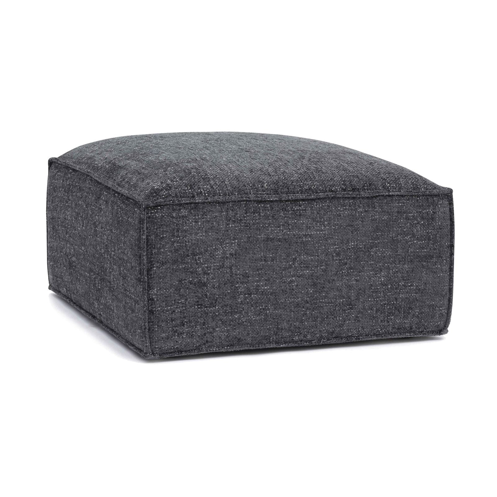 Mindy Charcoal Chenille Basketweave Ottoman - Image 3