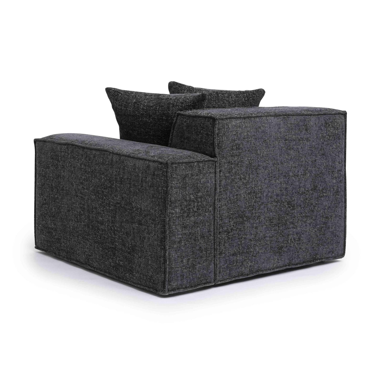 Mindy Charcoal Chenille Basketweave RAF Corner Chair - Image 3
