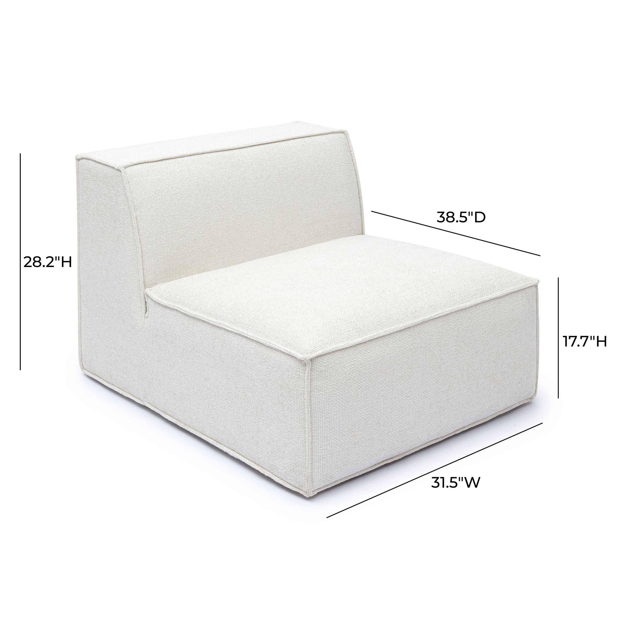 Mindy Cream Chenille Basketweave Armless Chair - Image 5