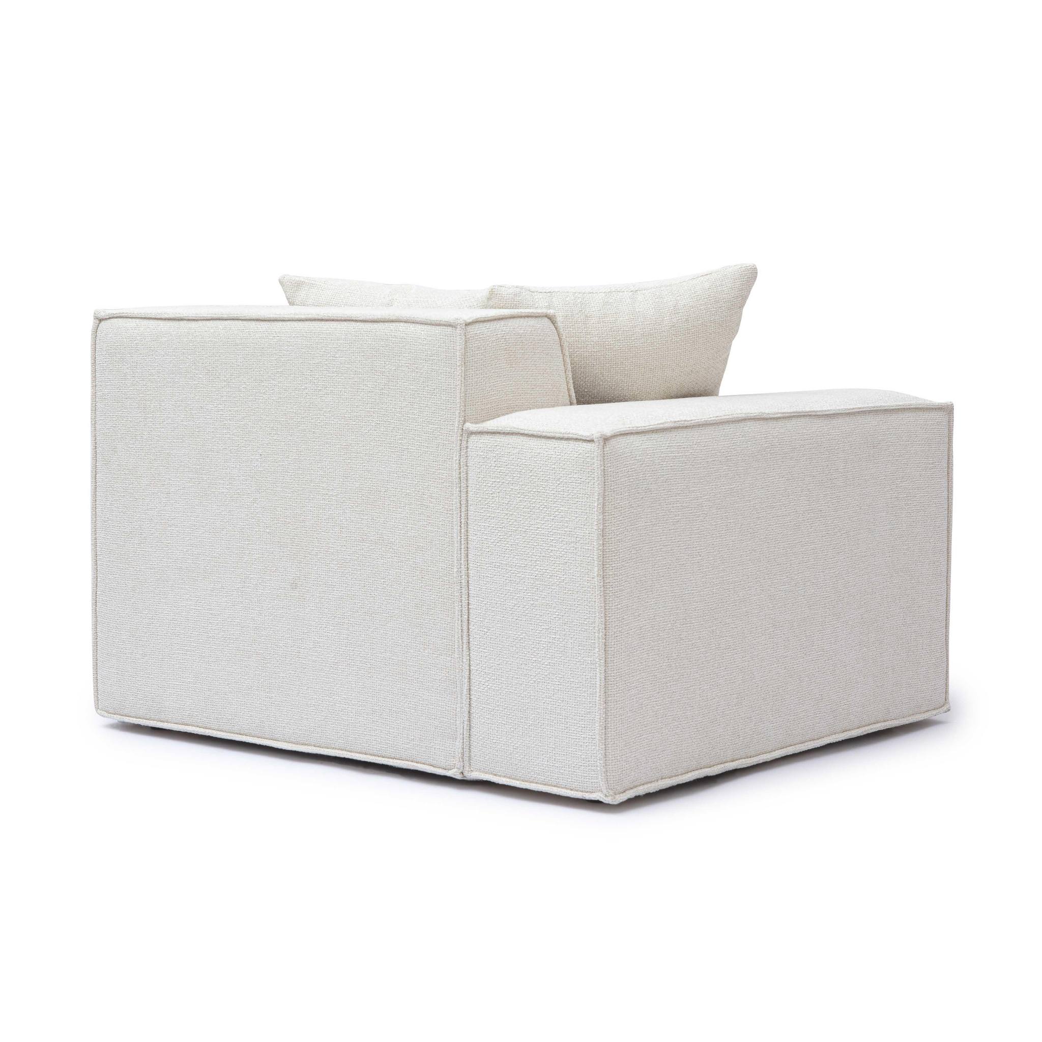 Mindy Cream Chenille Basketweave LAF Corner Chair - Image 3
