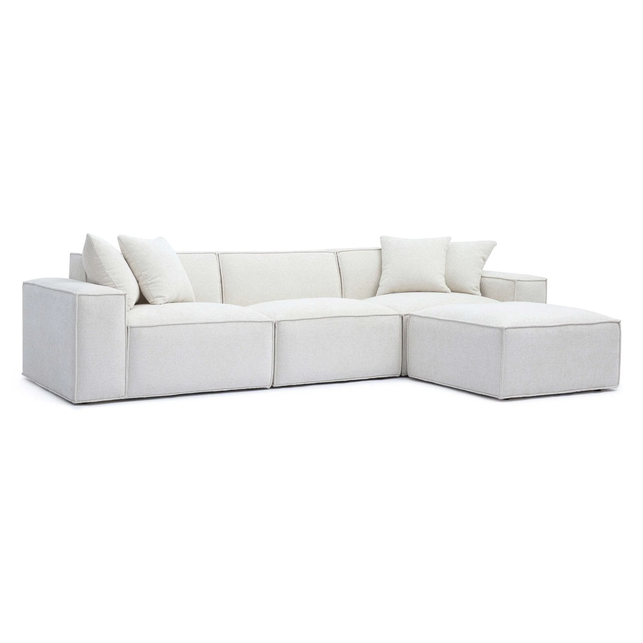 Mindy Cream Chenille Basketweave Modular Sectional - Image 3