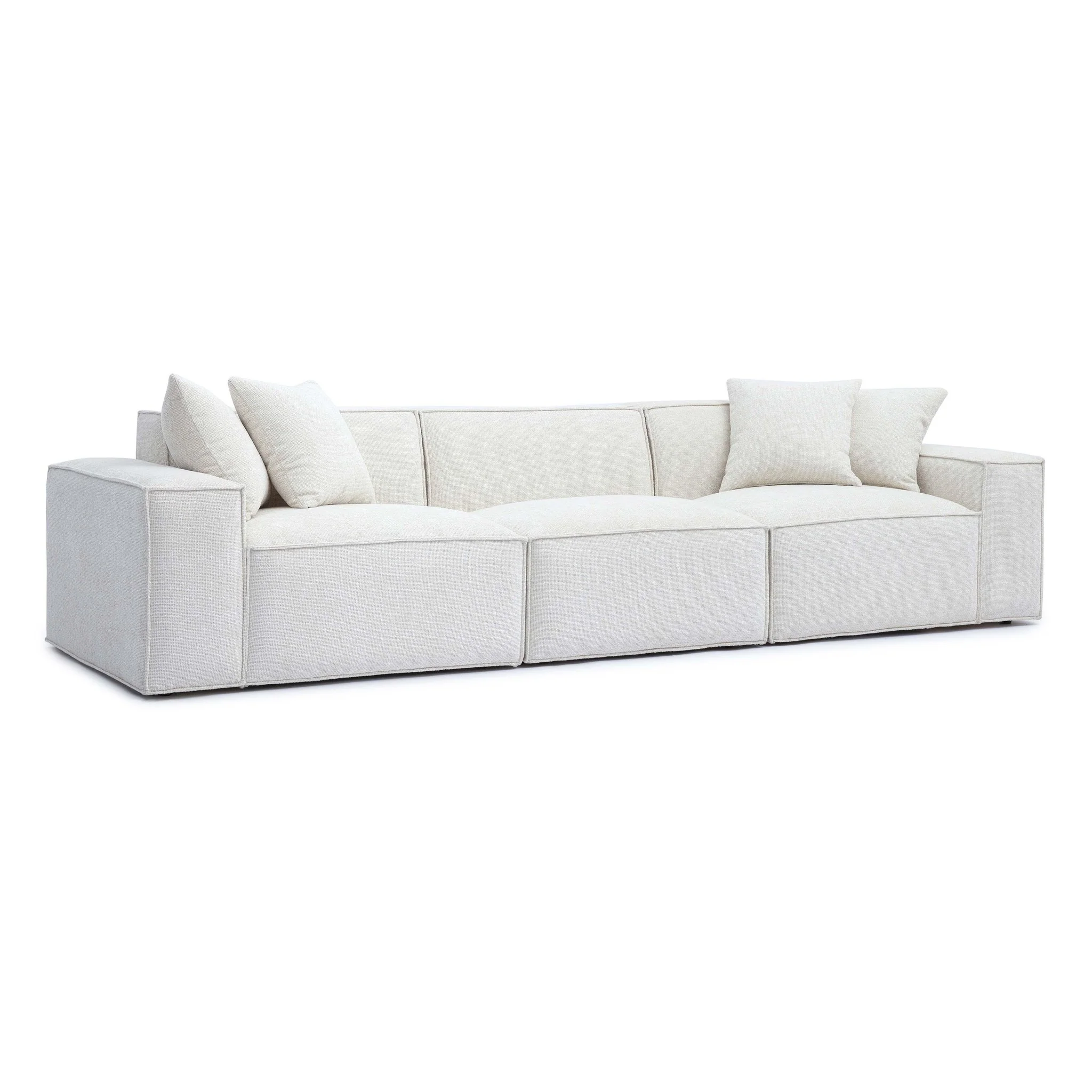 Mindy Cream Chenille Basketweave Modular Sofa - Image 2