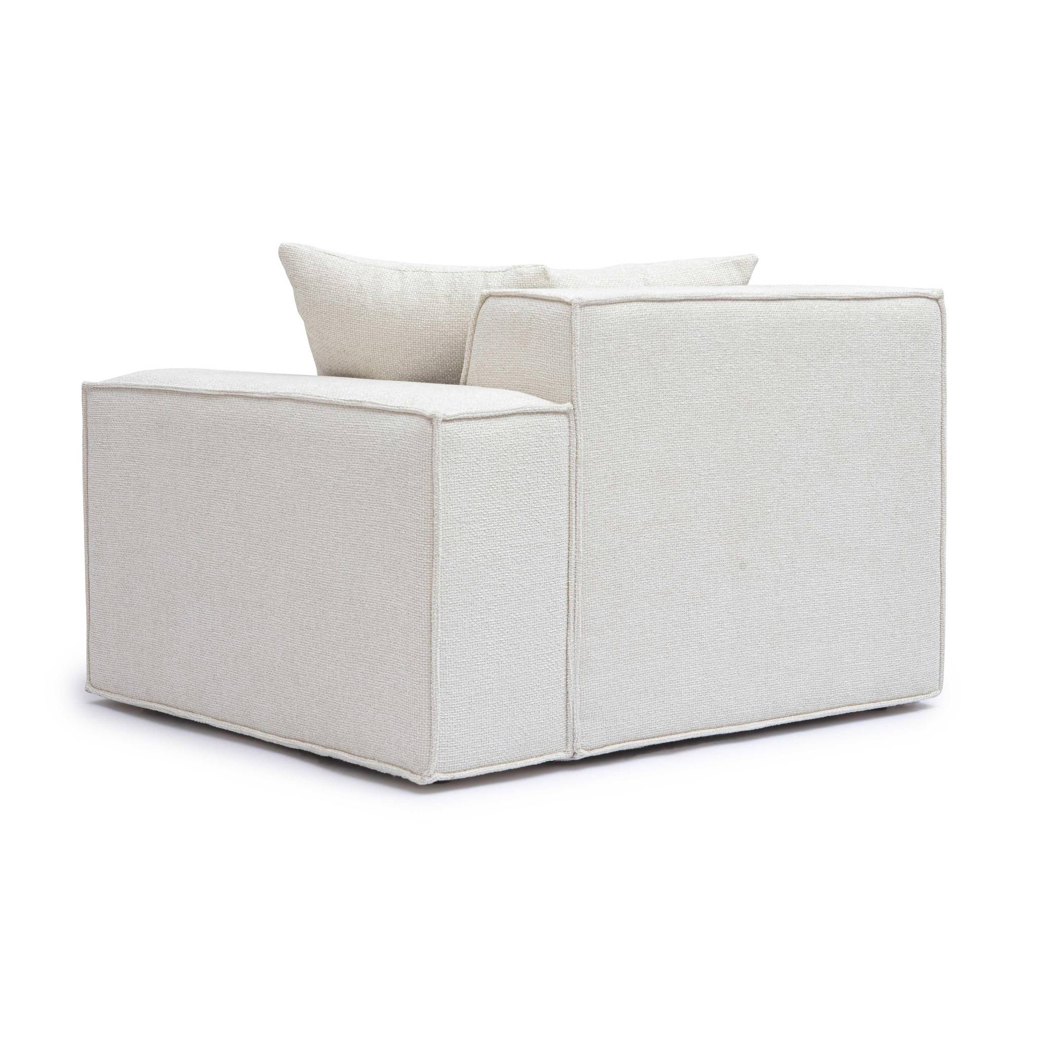Mindy Cream Chenille Basketweave RAF Corner Chair - Image 3