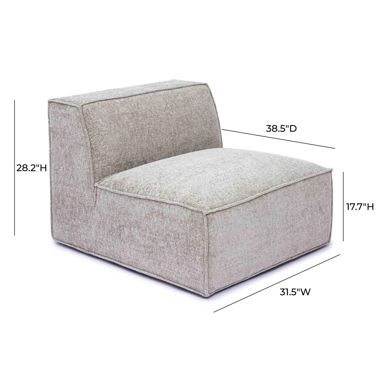 Mindy Taupe Chenille Basketweave Armless Chair - Image 5
