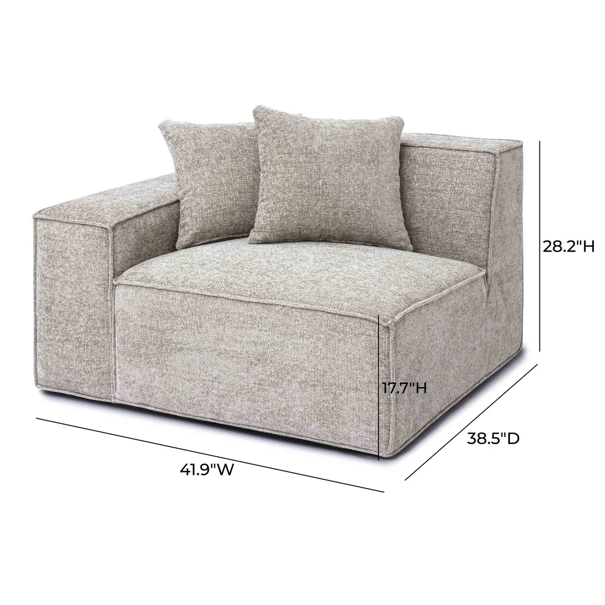 Mindy Taupe Chenille Basketweave LAF Corner Chair - Image 5