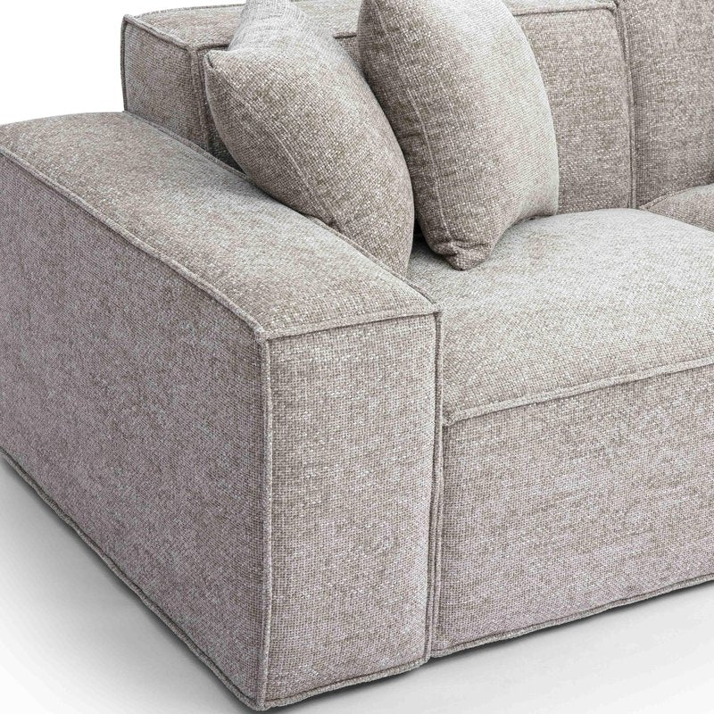 Mindy Taupe Chenille Basketweave Modular Loveseat - Image 5