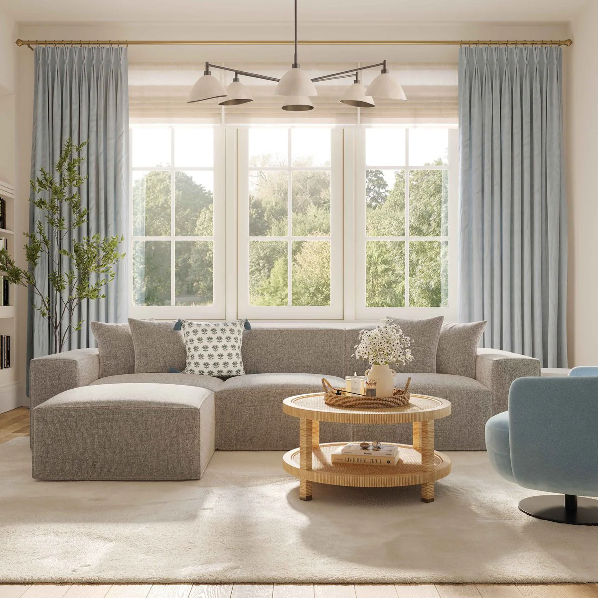 Mindy Taupe Chenille Basketweave Modular Sectional - Image 2
