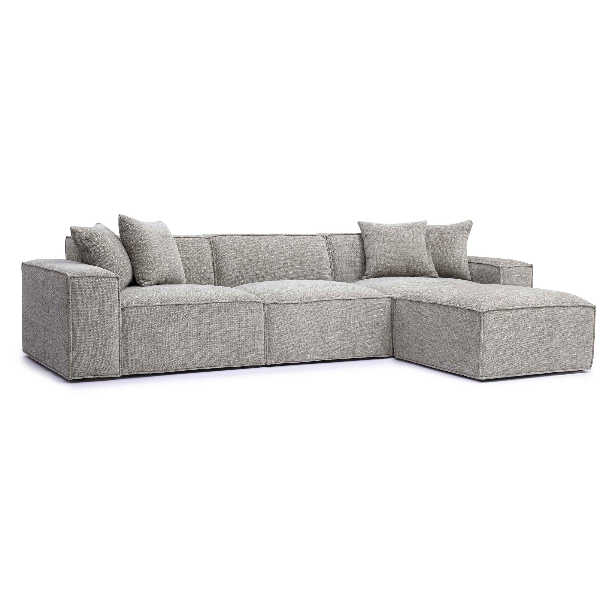 Mindy Taupe Chenille Basketweave Modular Sectional - Image 3