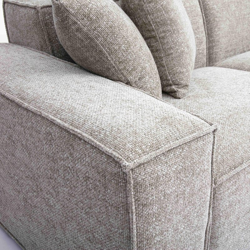 Mindy Taupe Chenille Basketweave Modular Sectional - Image 5