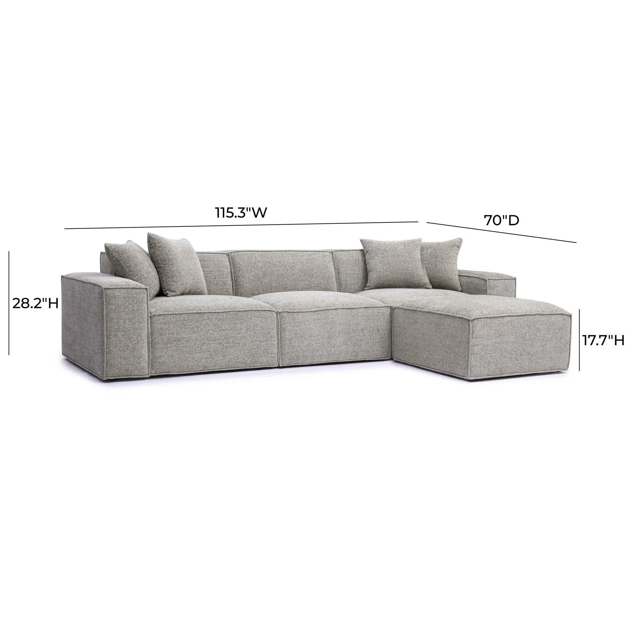 Mindy Taupe Chenille Basketweave Modular Sectional - Image 6