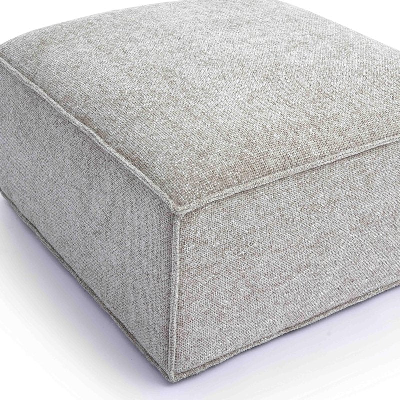 Mindy Taupe Chenille Basketweave Ottoman - Image 5