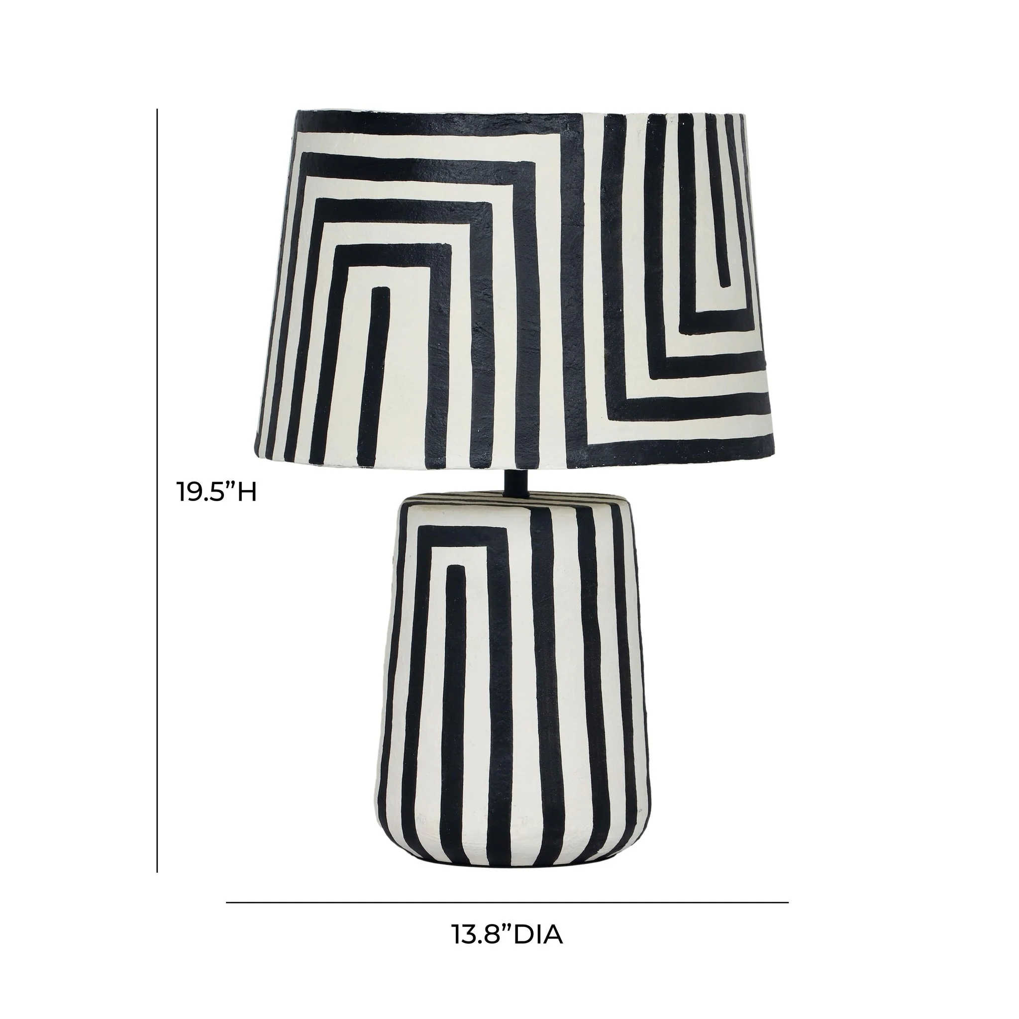Minori Black Striped Papier Mache Table Lamp - Image 6