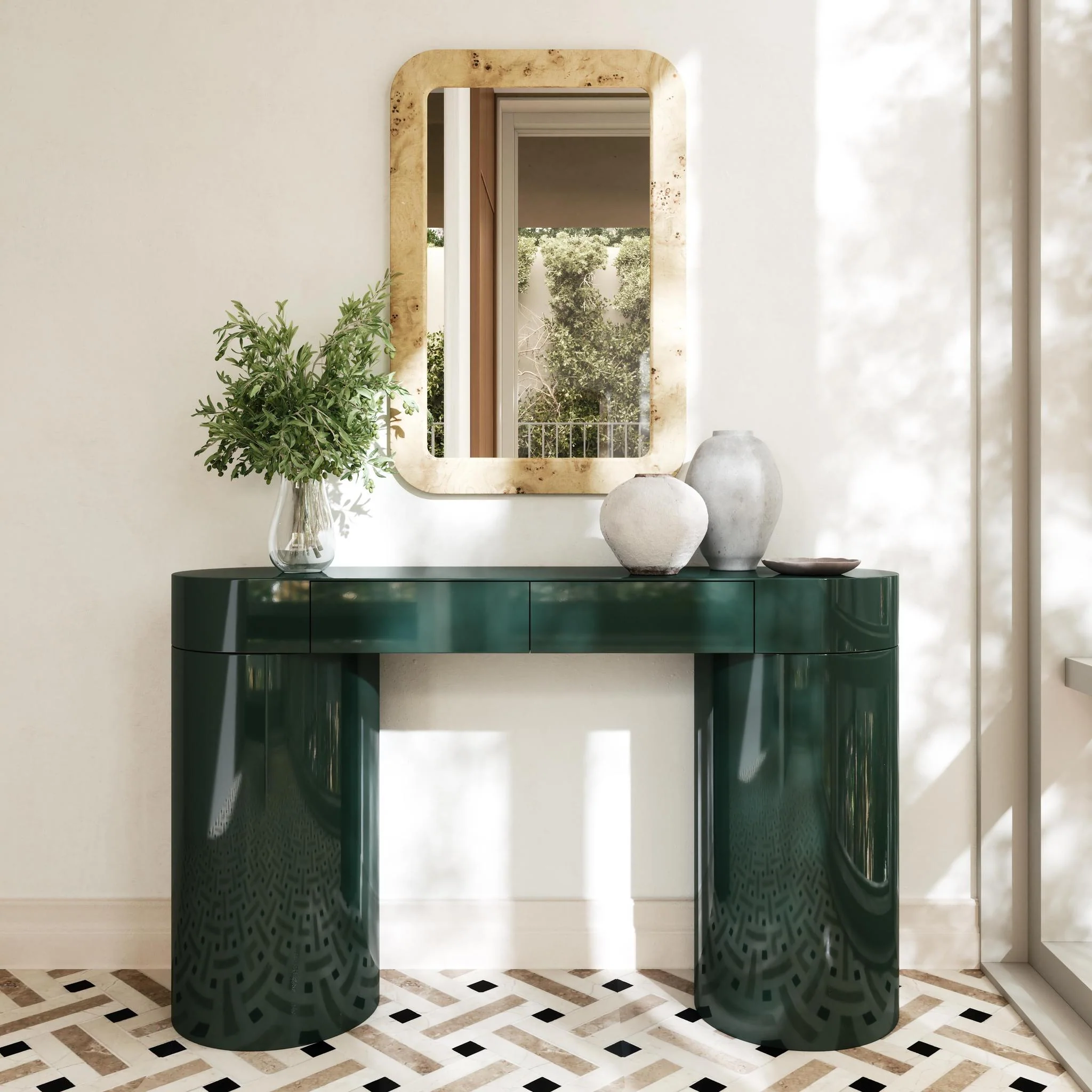 Mira Deep Green High Gloss Console Table - Image 2