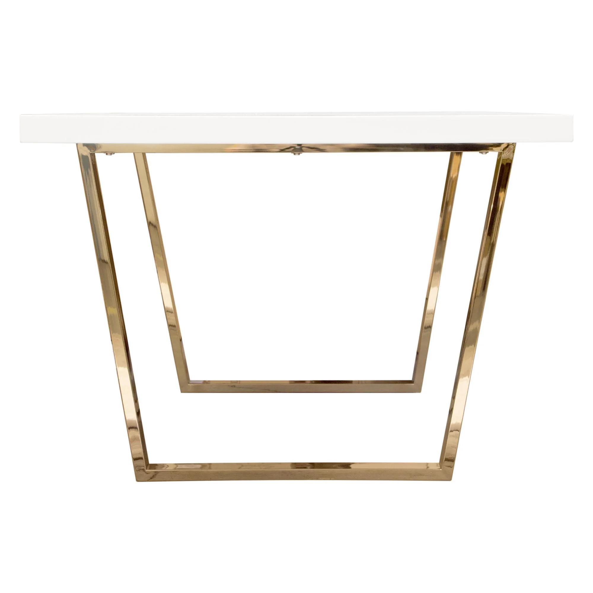 Mirage Rectangular Dining Table w/ White Lacquer Top and Polished Gold Metal Base by Diamond Sofa - Image 5