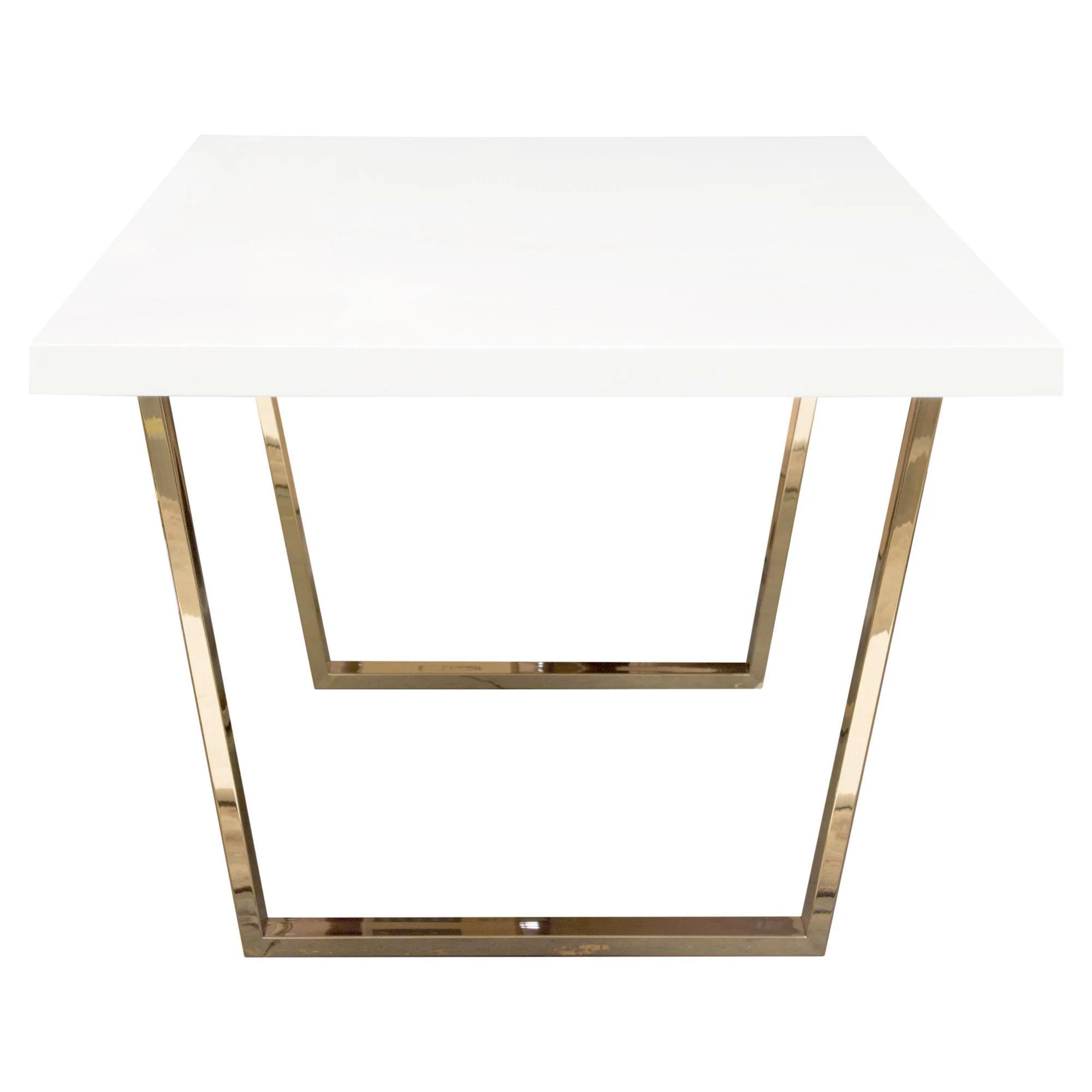 Mirage Rectangular Dining Table w/ White Lacquer Top and Polished Gold Metal Base by Diamond Sofa - Image 6