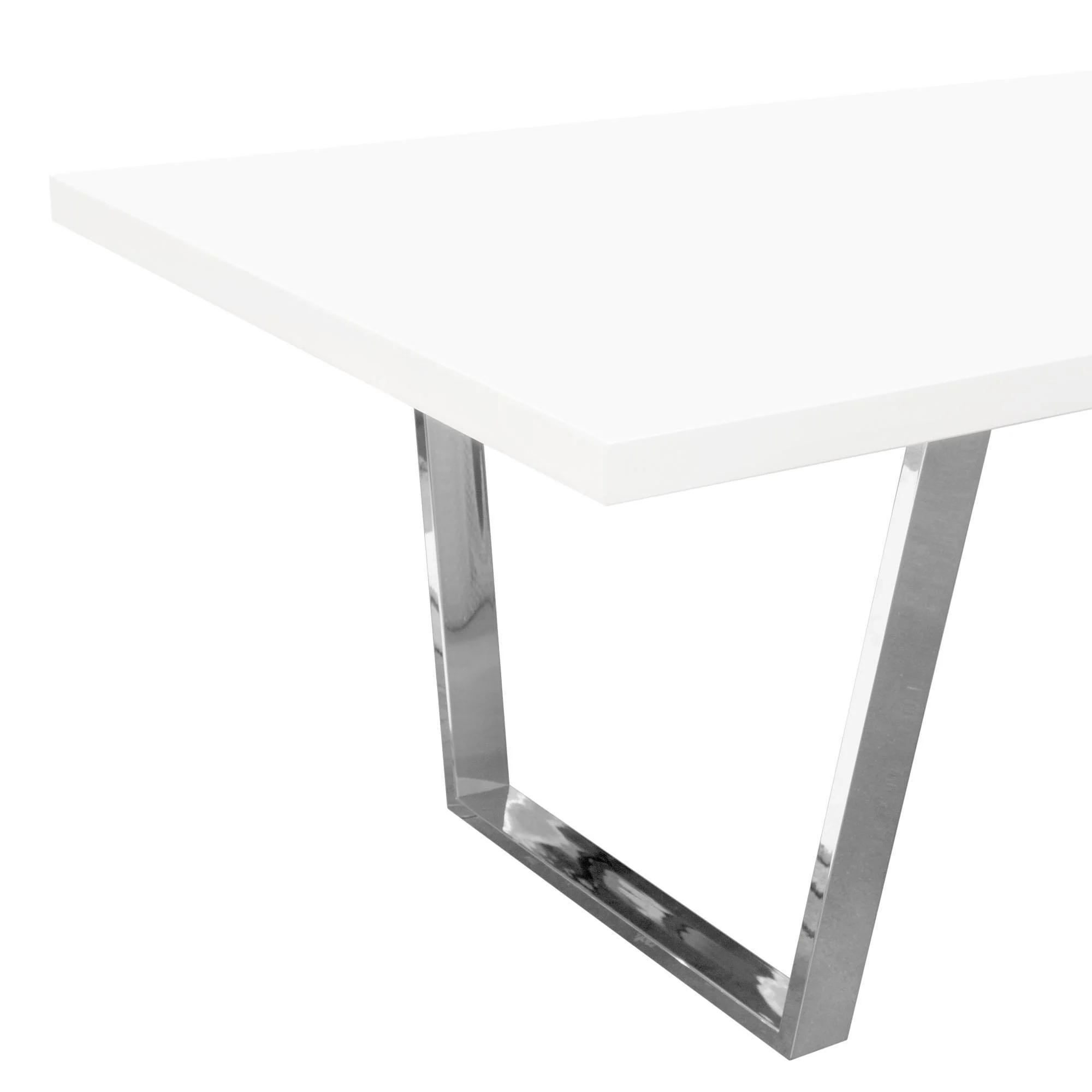 Mirage Rectangular Dining Table w/ White Lacquer Top and Polished Silver Metal Base by Diamond Sofa - Image 7