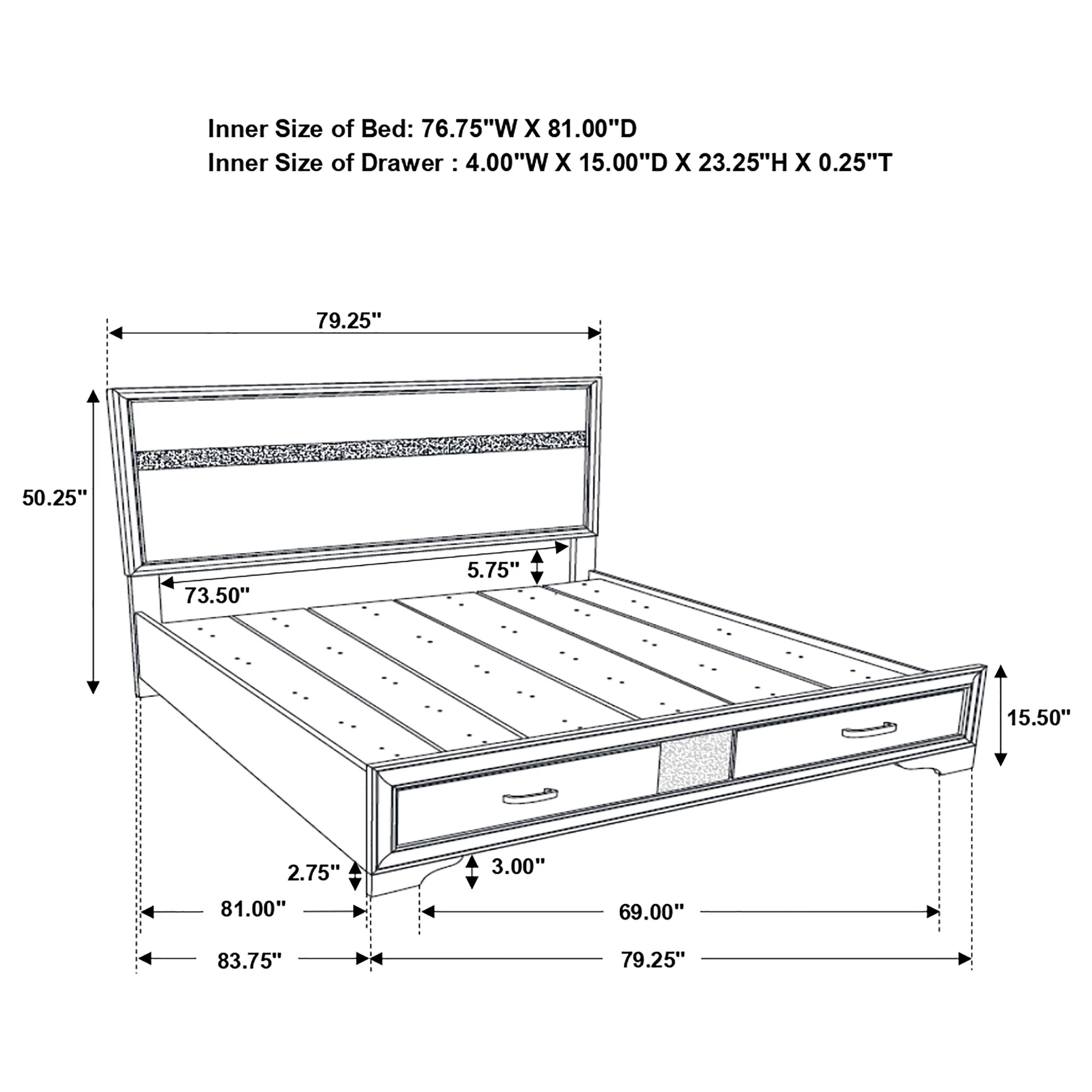 Miranda Panel Platform Storage Bed - Image 17