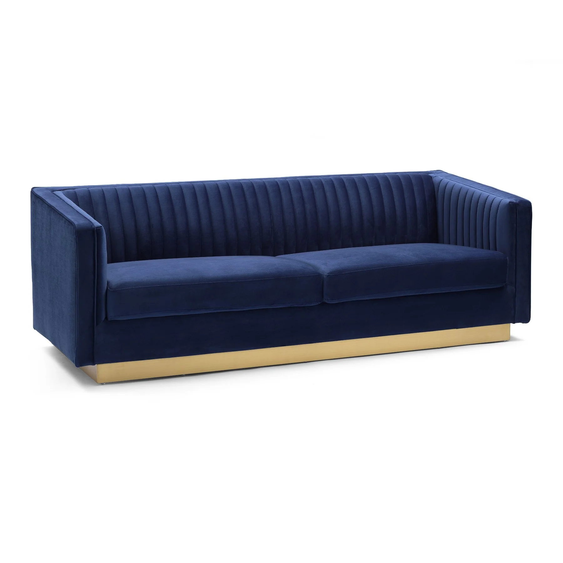 Miranda Navy Velvet and Gold Sofa - Image 2
