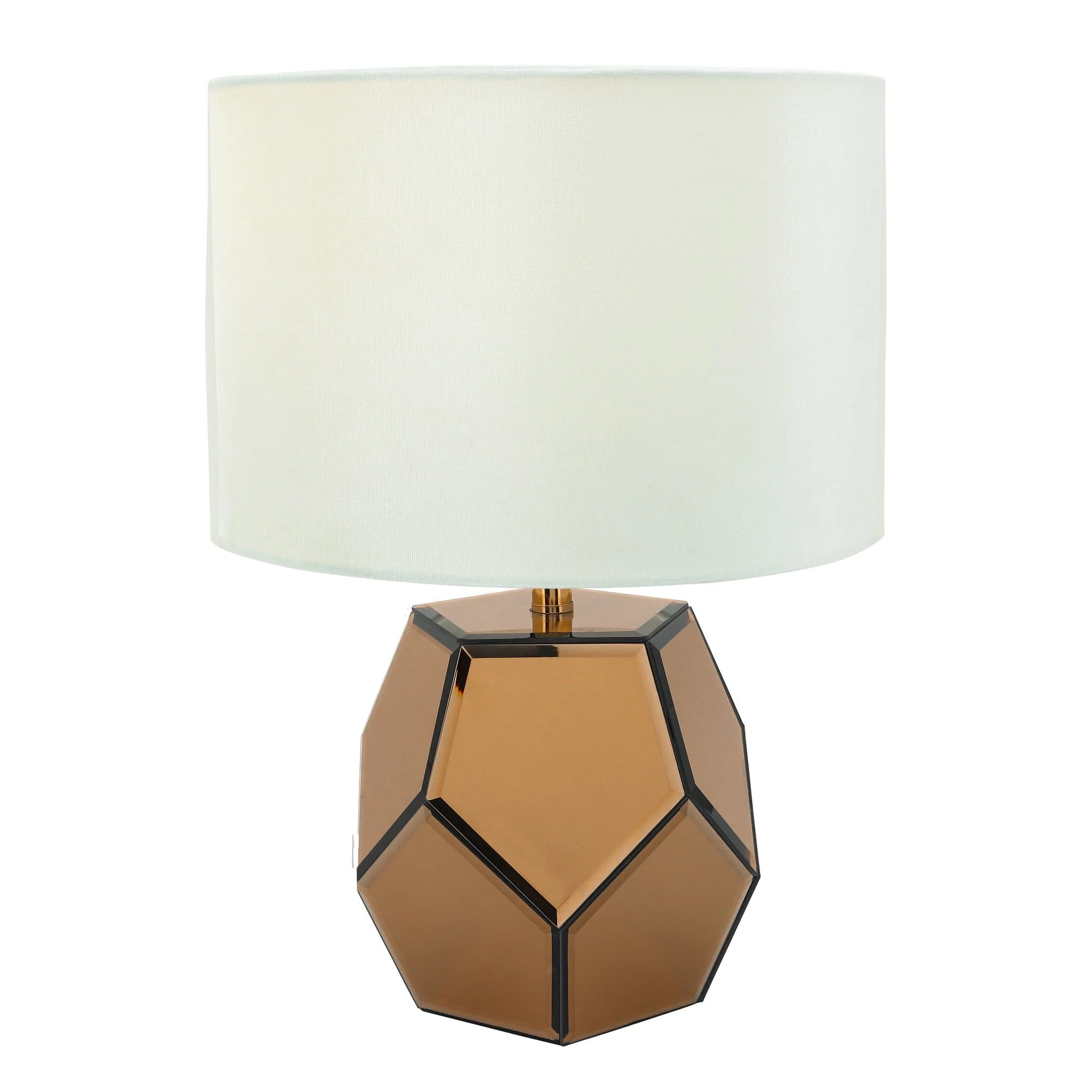 Mirrored 17.25" Facetd Table Lamp, Gold - Image 2