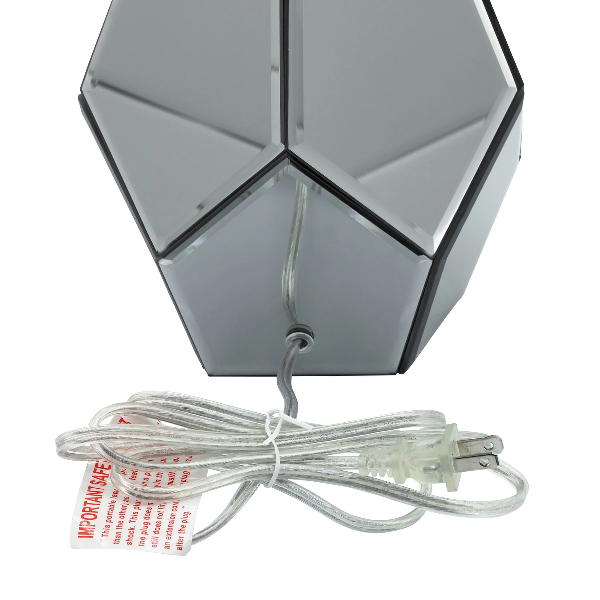 Mirrored 17.25" Facetd Table Lamp, Silver - Image 4