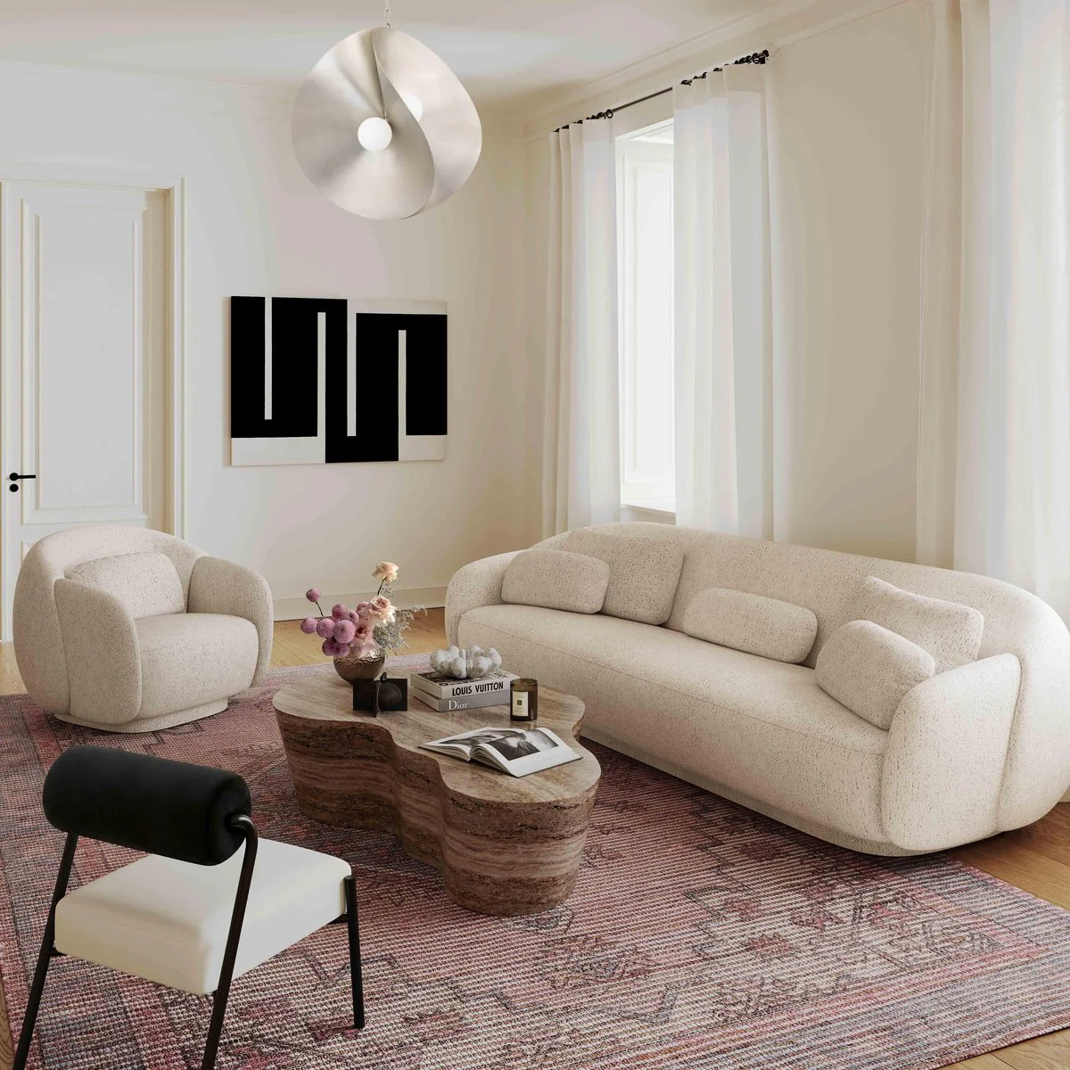 Misty Cream Boucle Accent Chair - Image 2