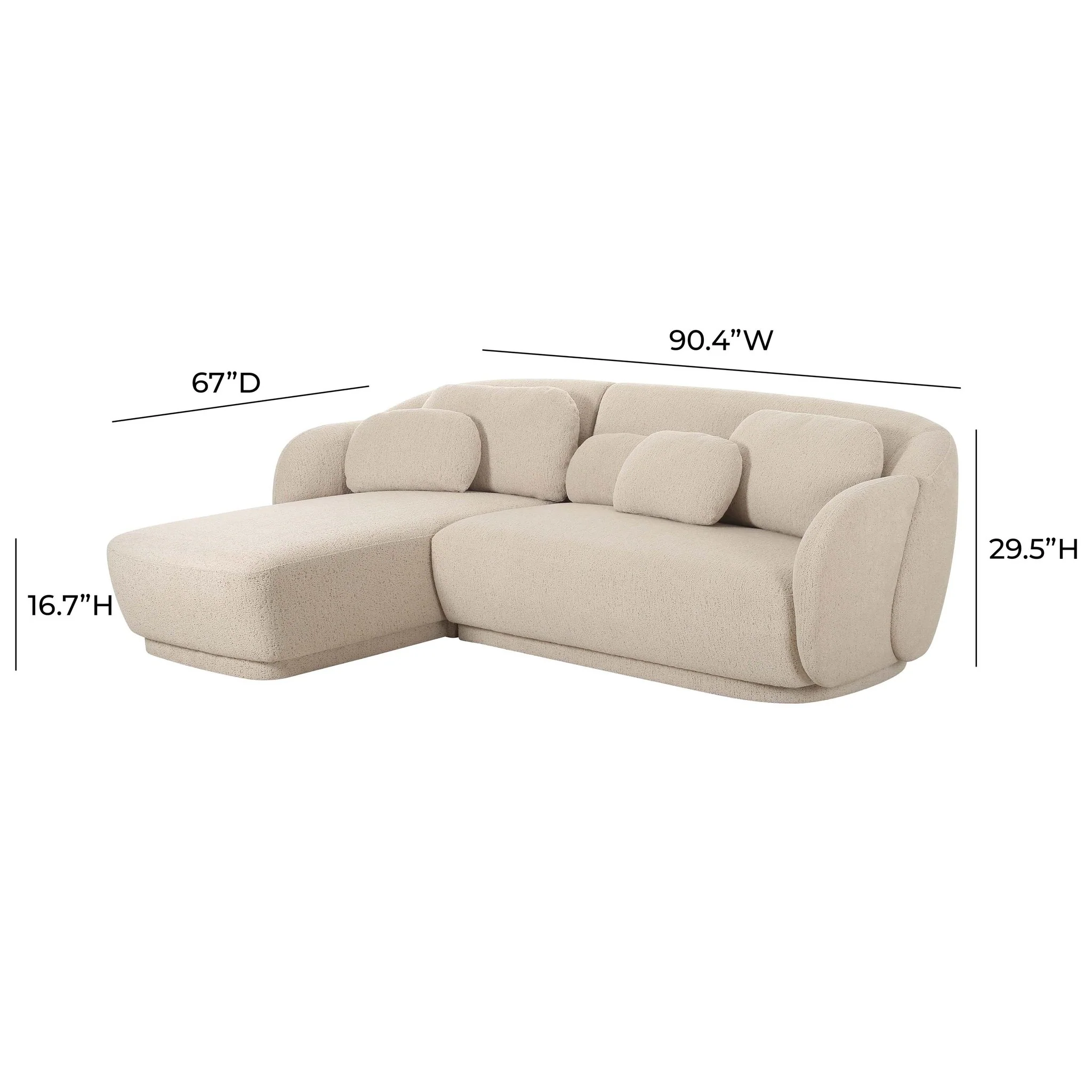 Misty Cream Boucle Sectional - LAF - Image 7