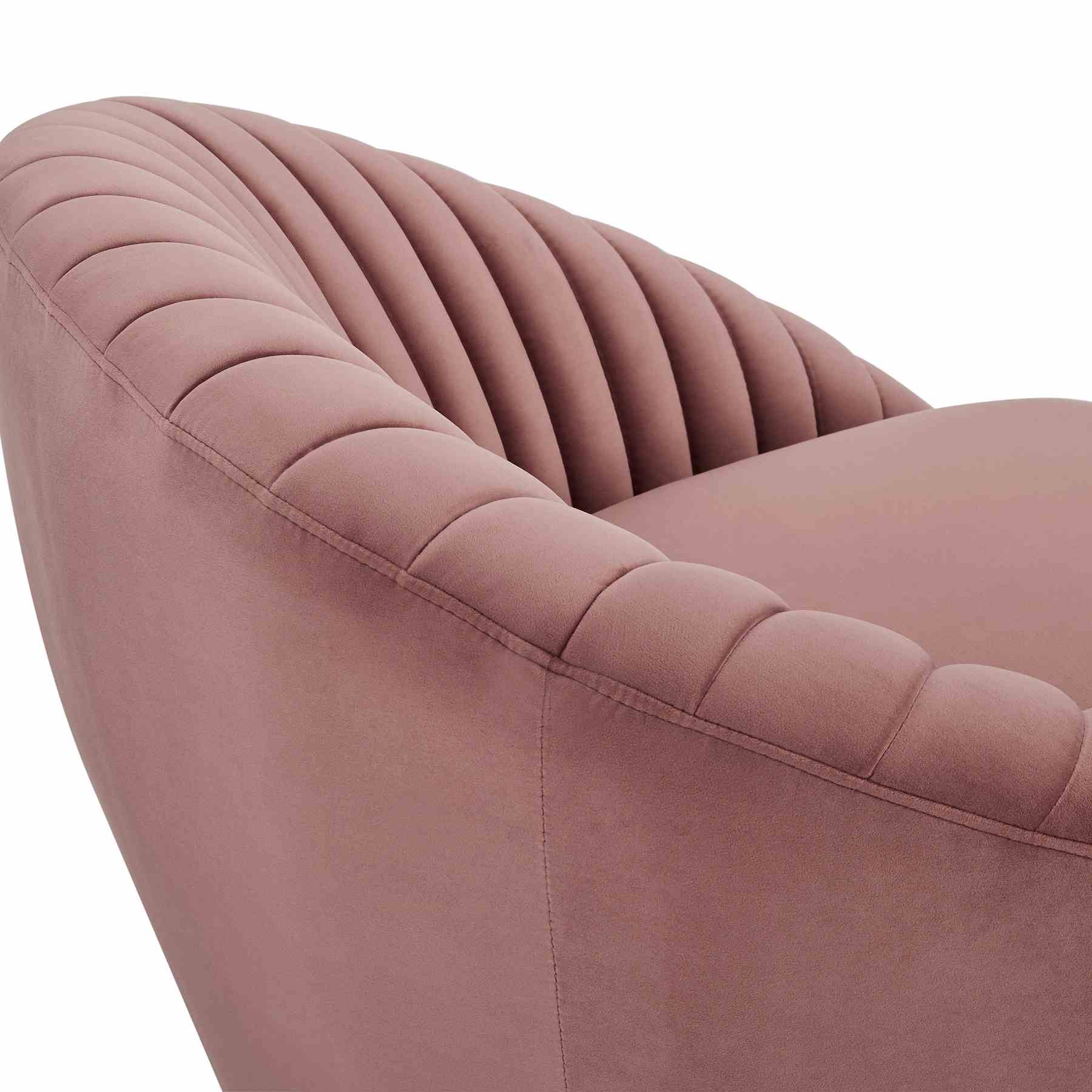 Mitzy Blush Velvet Swivel Accent Chair with Gold Base - Image 5