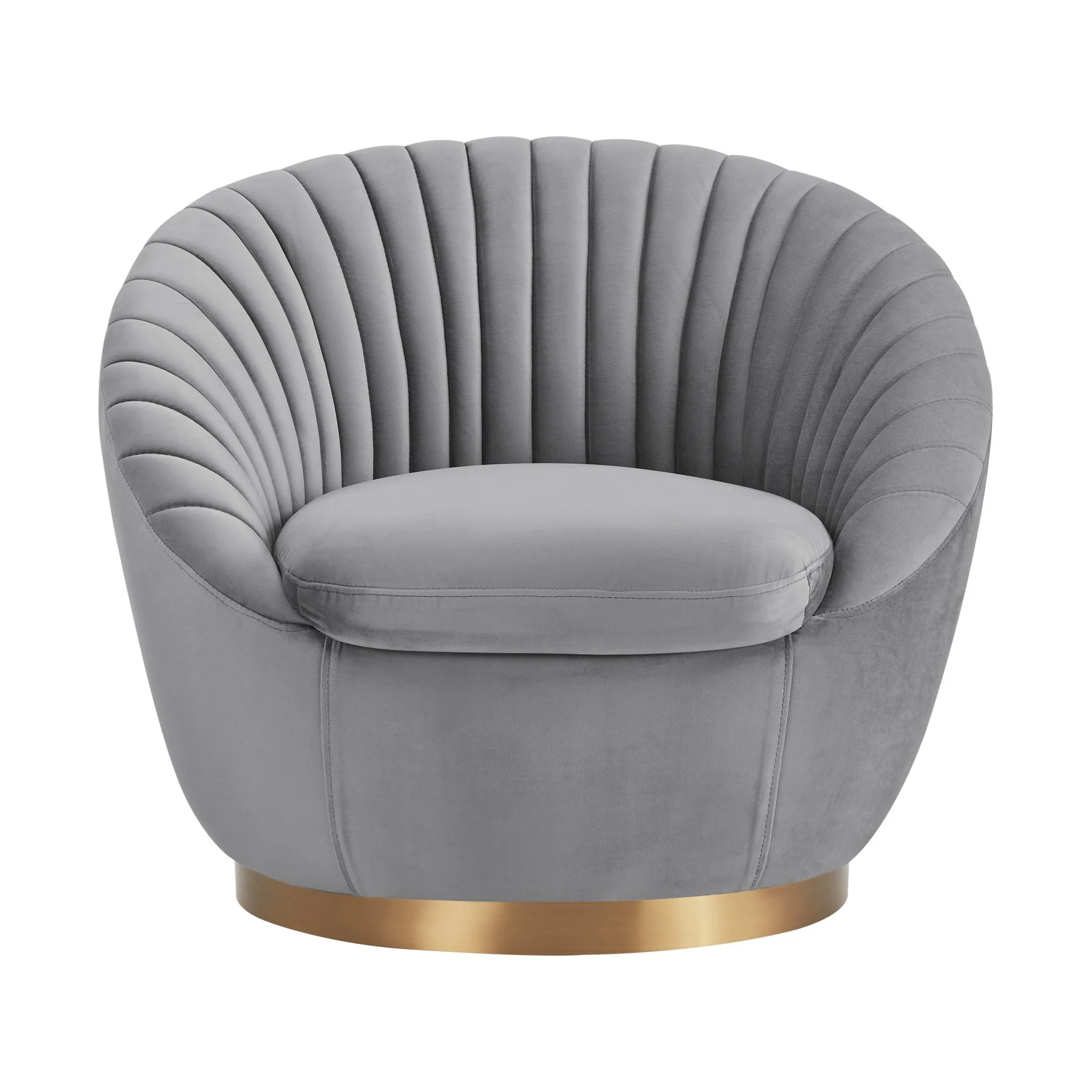 Mitzy Gray Velvet Swivel Accent Chair with Gold Base - Image 2