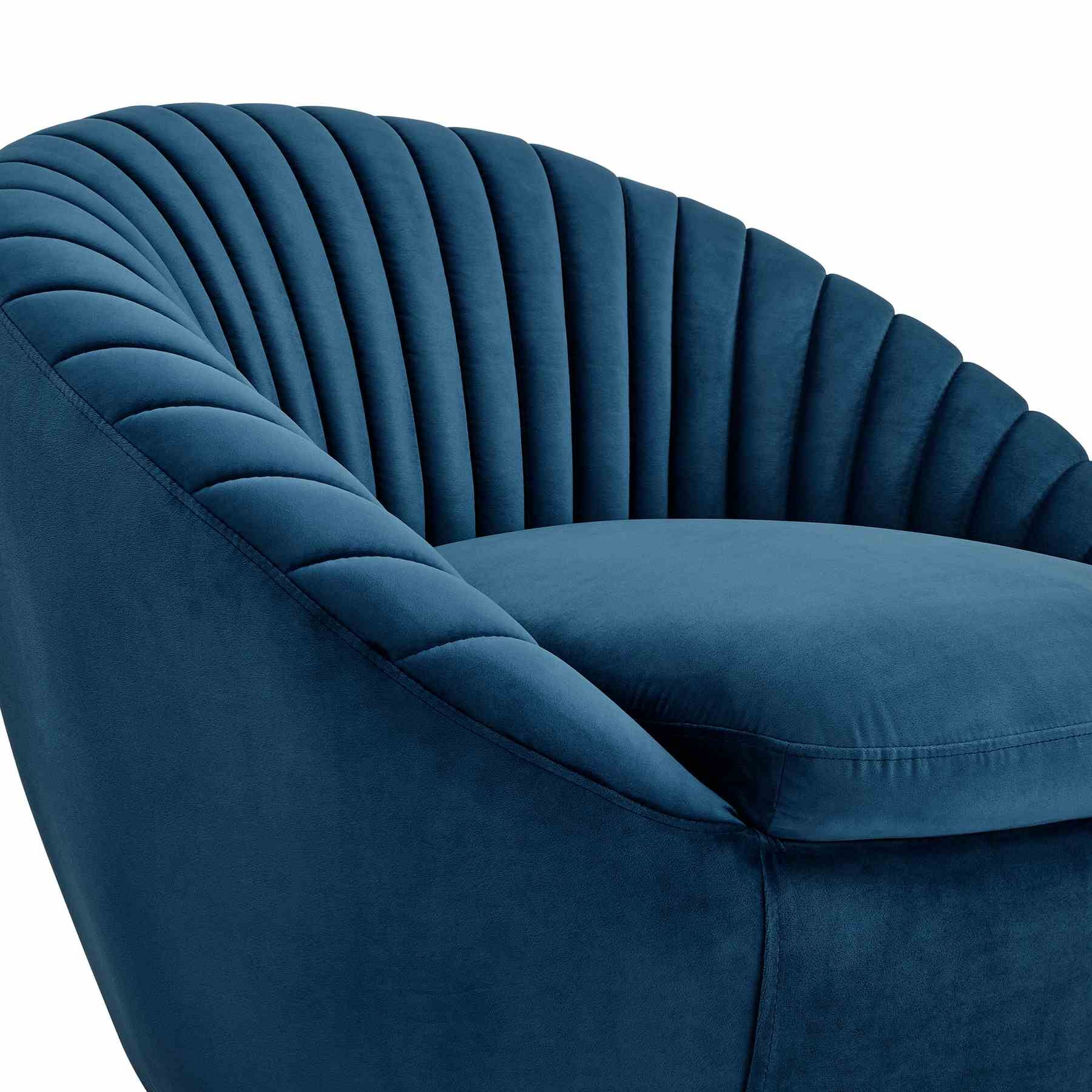 Mitzy Navy Velvet Swivel Accent Chair with Gold Base - Image 4