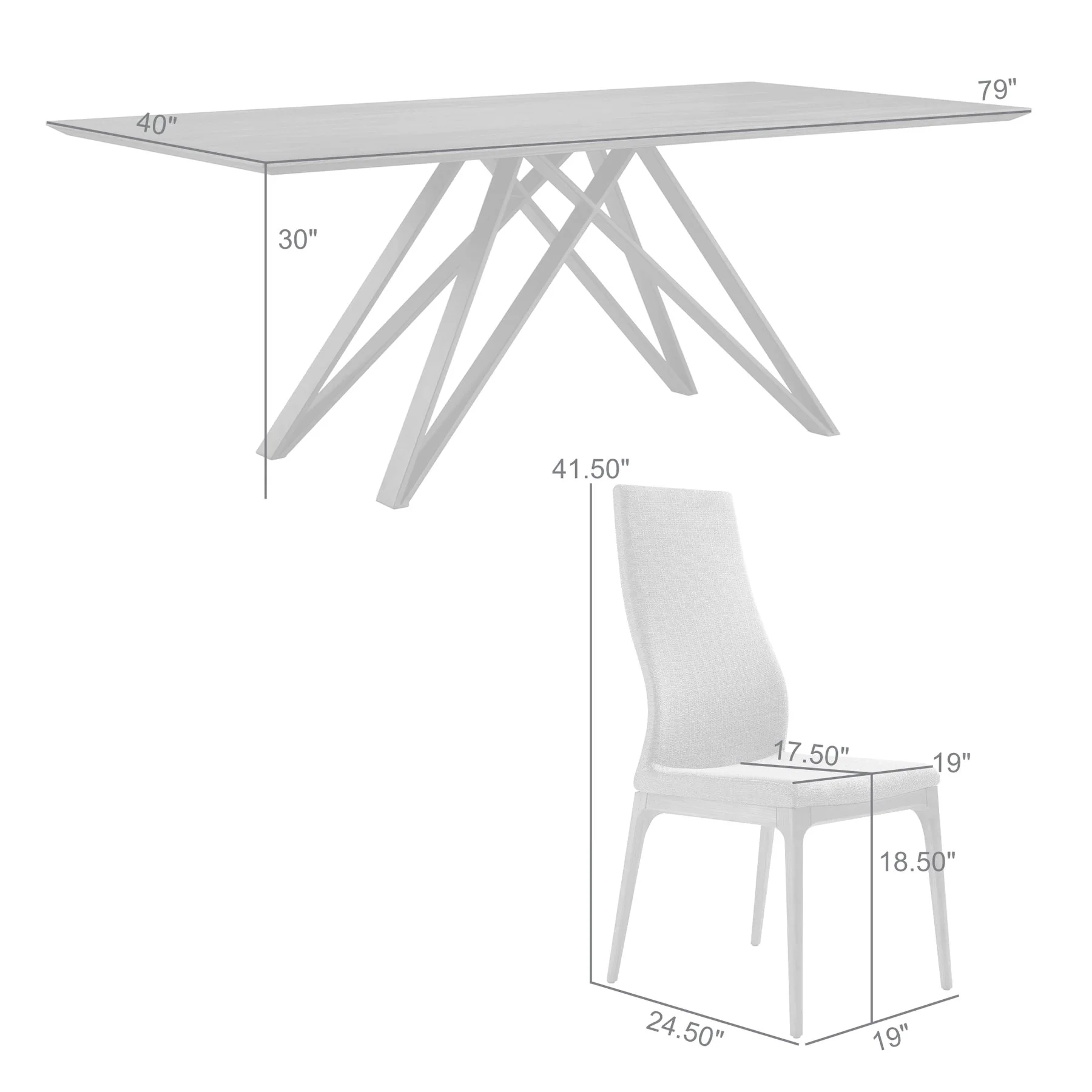 Modena Parker 5 Piece Dining Set with Gray Fabric Chairs - Image 10