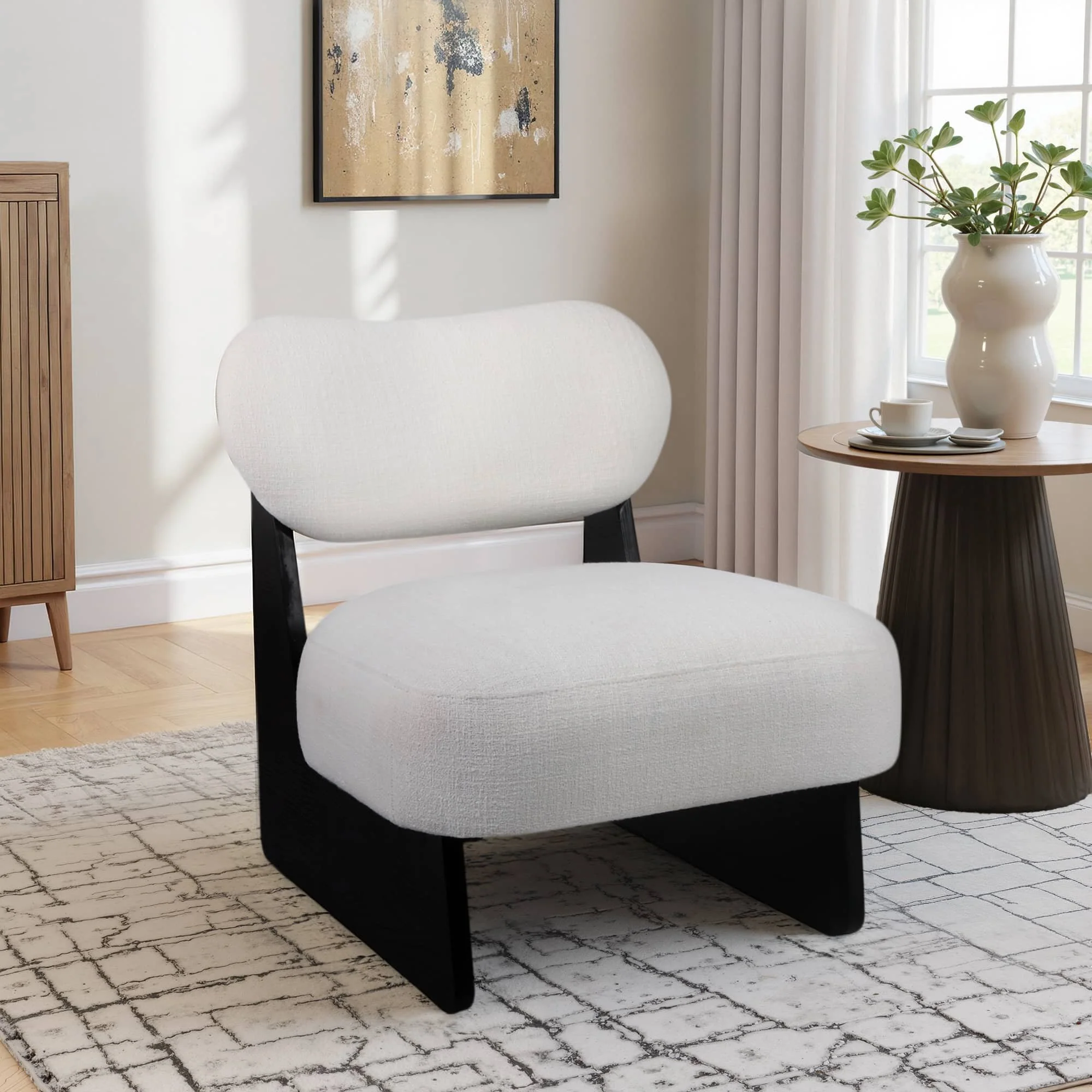 Modern Accent Chair, White/black - Image 9