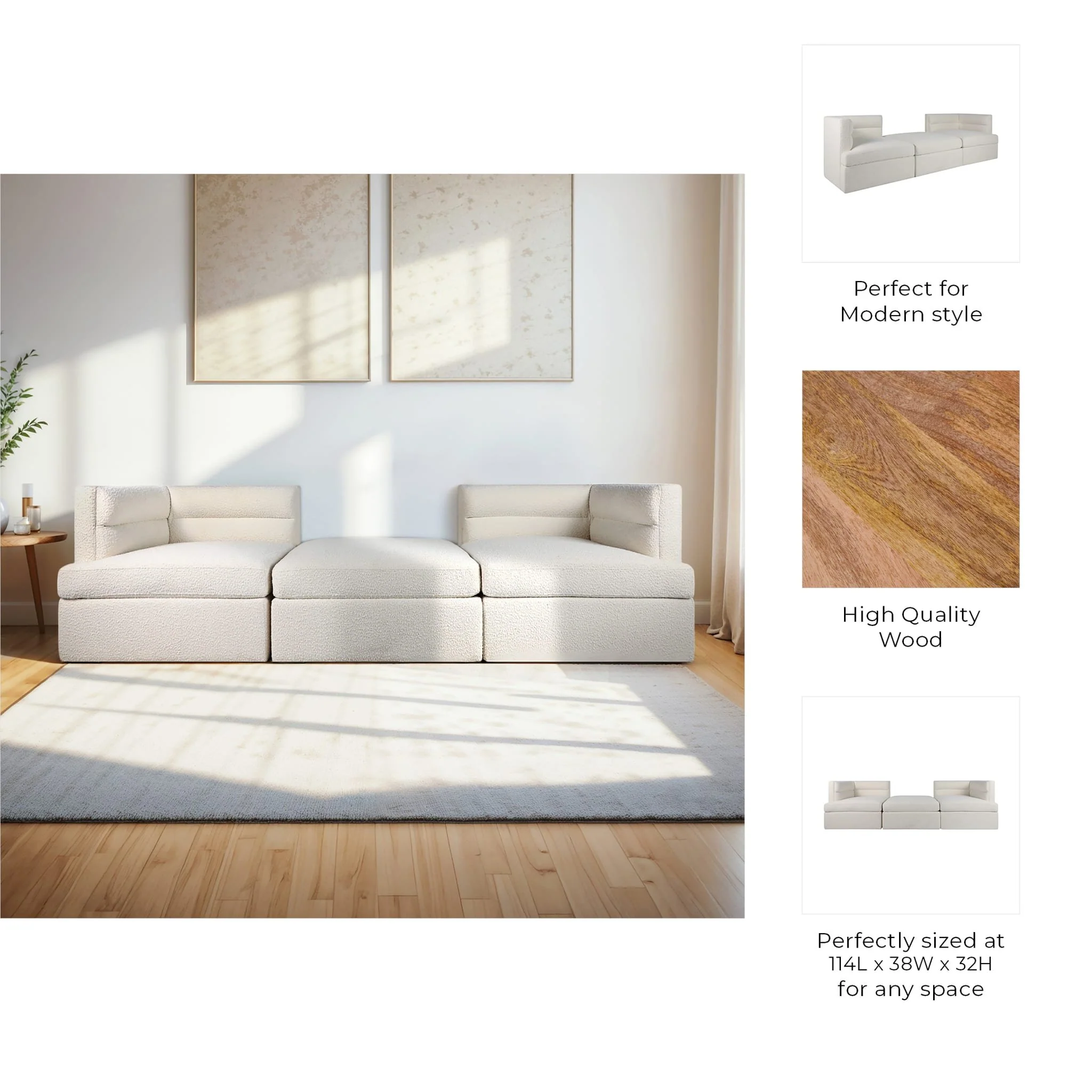 Modern, Modular Sofa, Ivory Kd 3boxes - Image 9